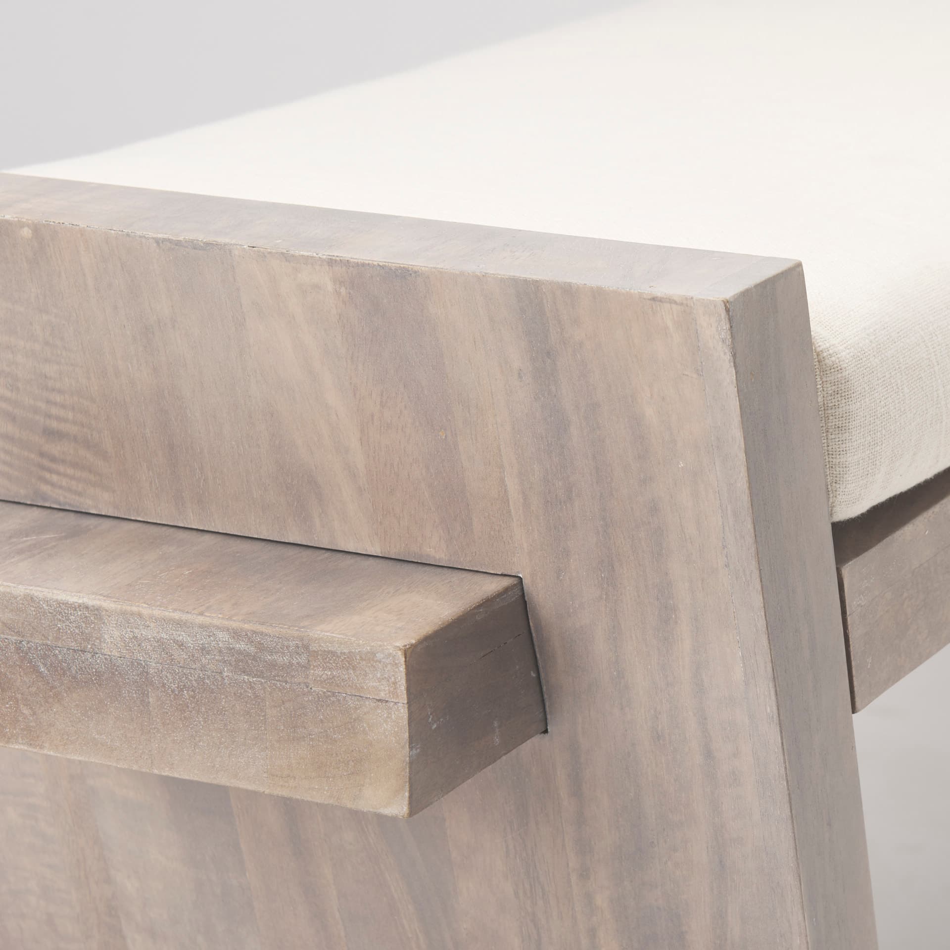 Elaine I 58L x 14.75W x 20H Brown Wood Upholstered Cream Seat Entryway Bench — product photograph