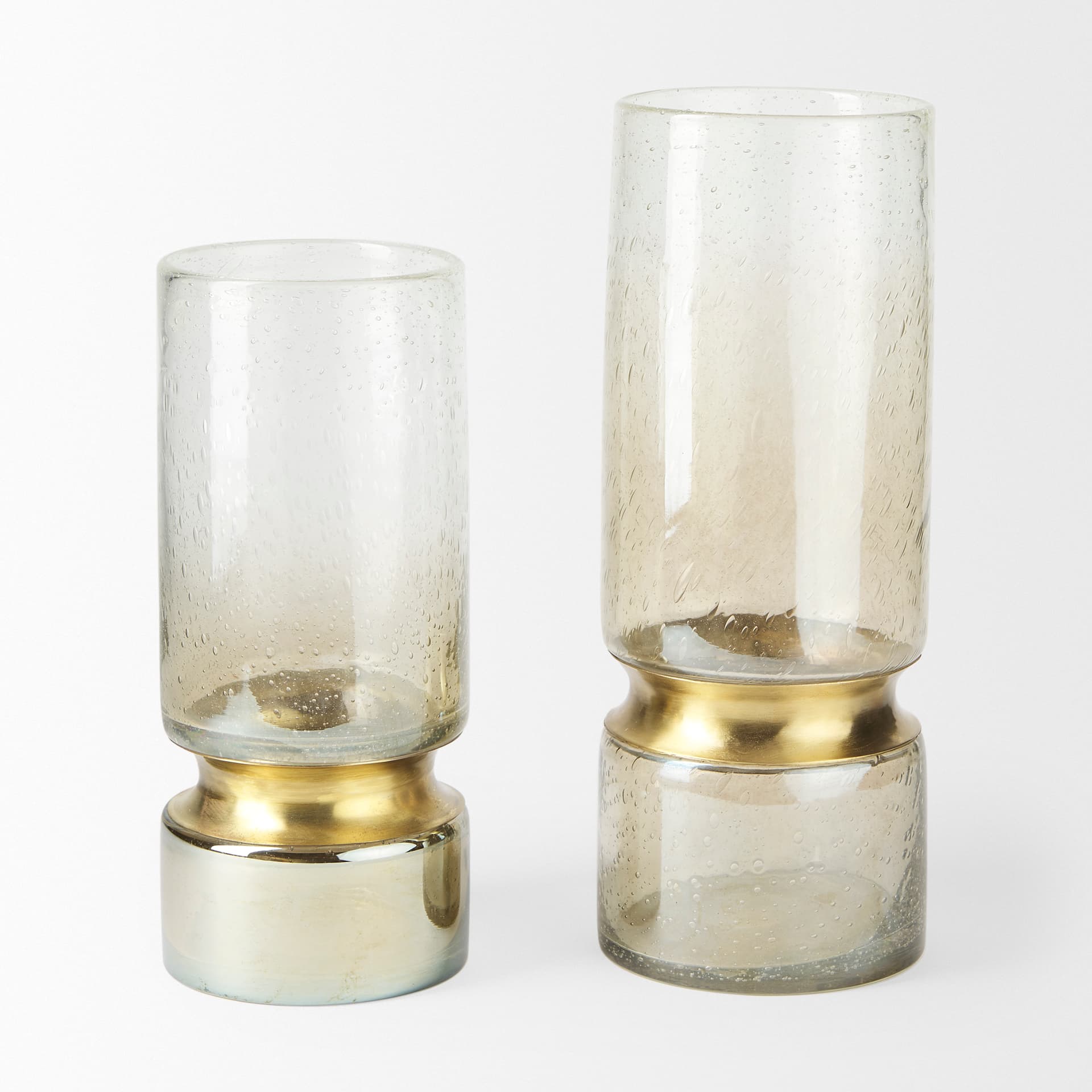 Adriatic I Small Brushed Gold Metal Glass Vase — product photograph