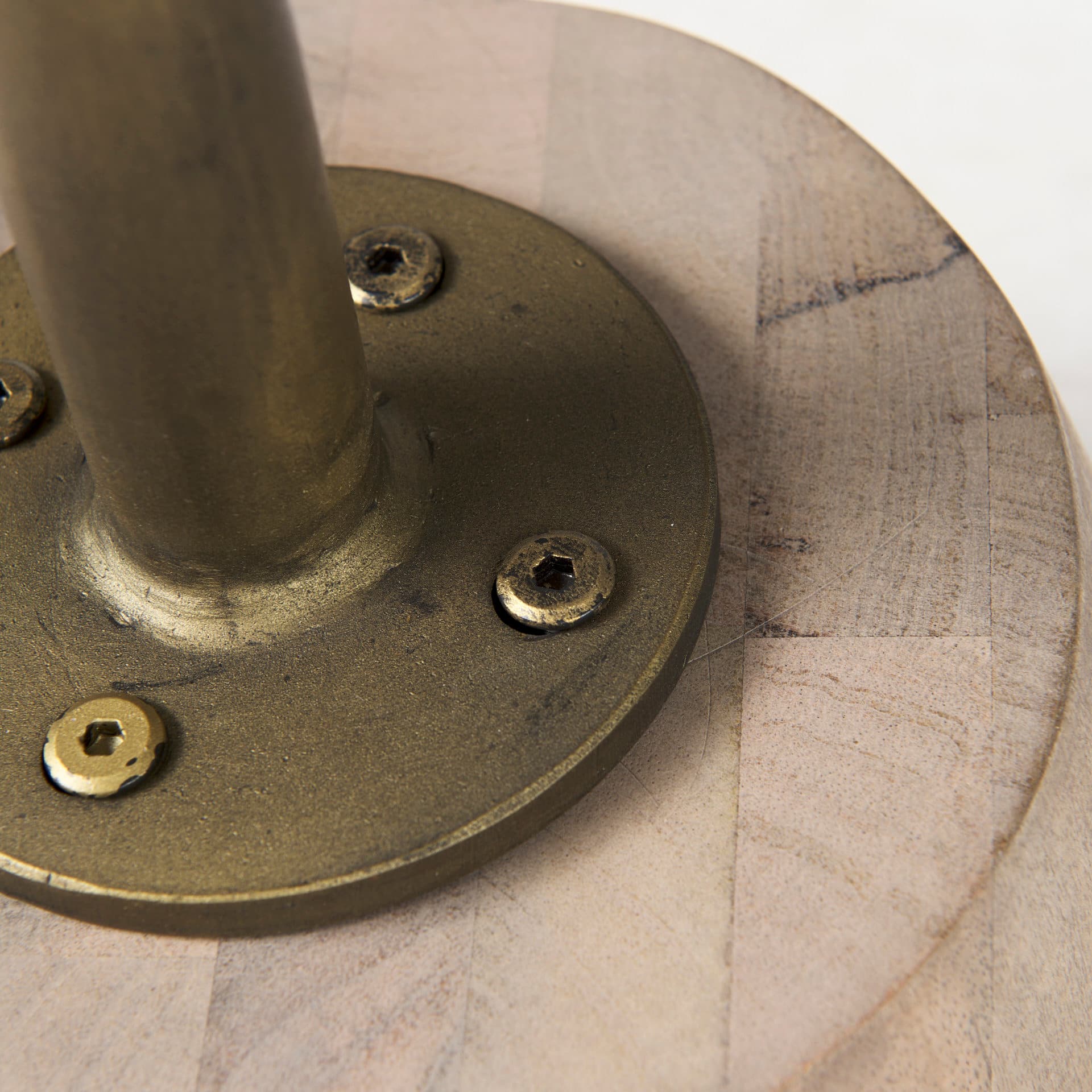 Maxwell 20" Round Light Brown Wood w/ Gold Metal Pedestal Side Table — product photograph