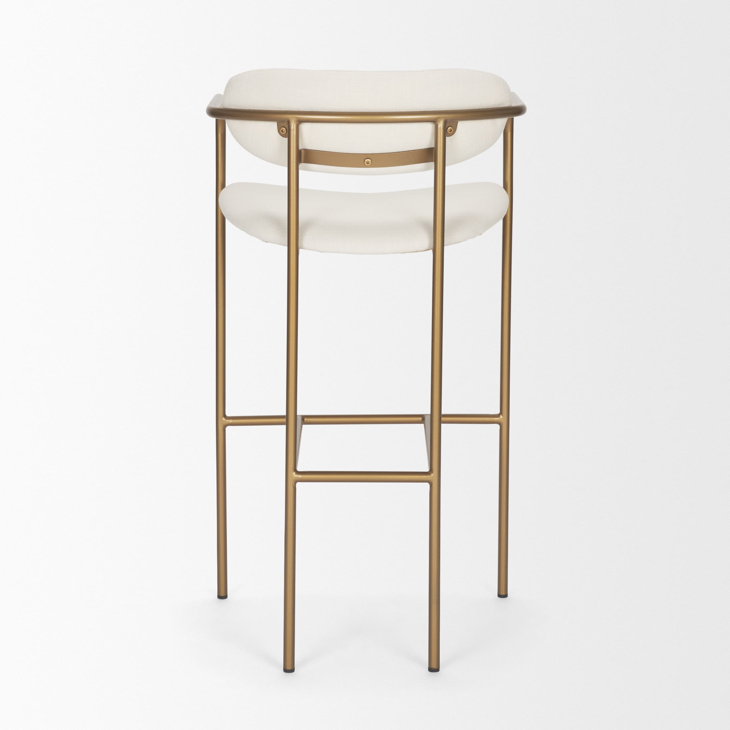 Parker Low Back 30.25in Seat Bar Stool | Cream Fabric w/ Gold Metal — product photograph
