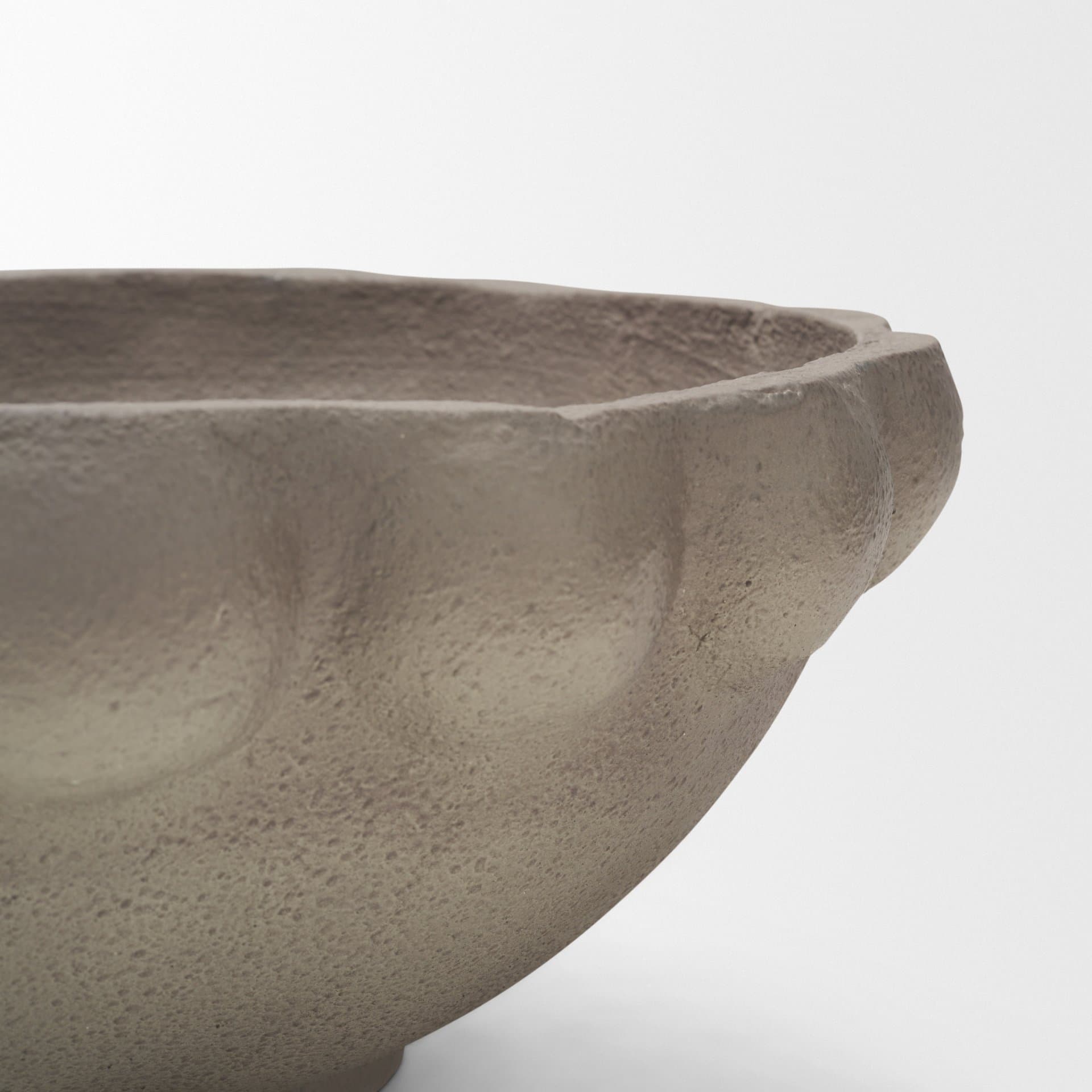 Konya Large Earthen Gray-Brown Dotted Paper Mache Centerpiece Bowl — product photograph