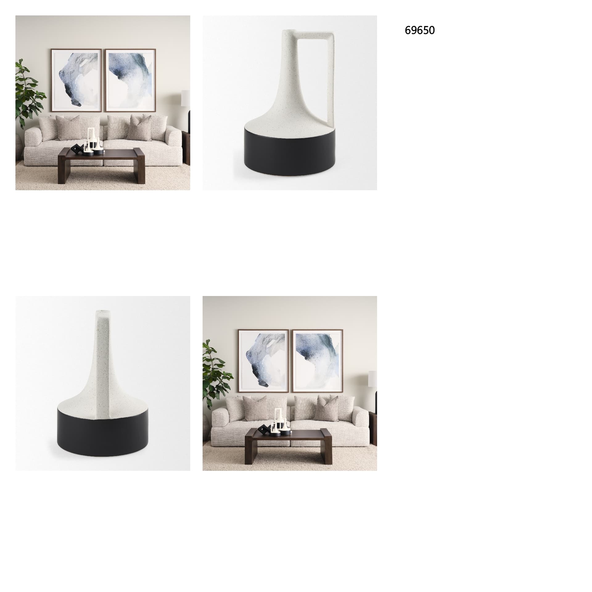 Burton 13.1H Large White and Black Ceramic Jug Vase — in a styled room