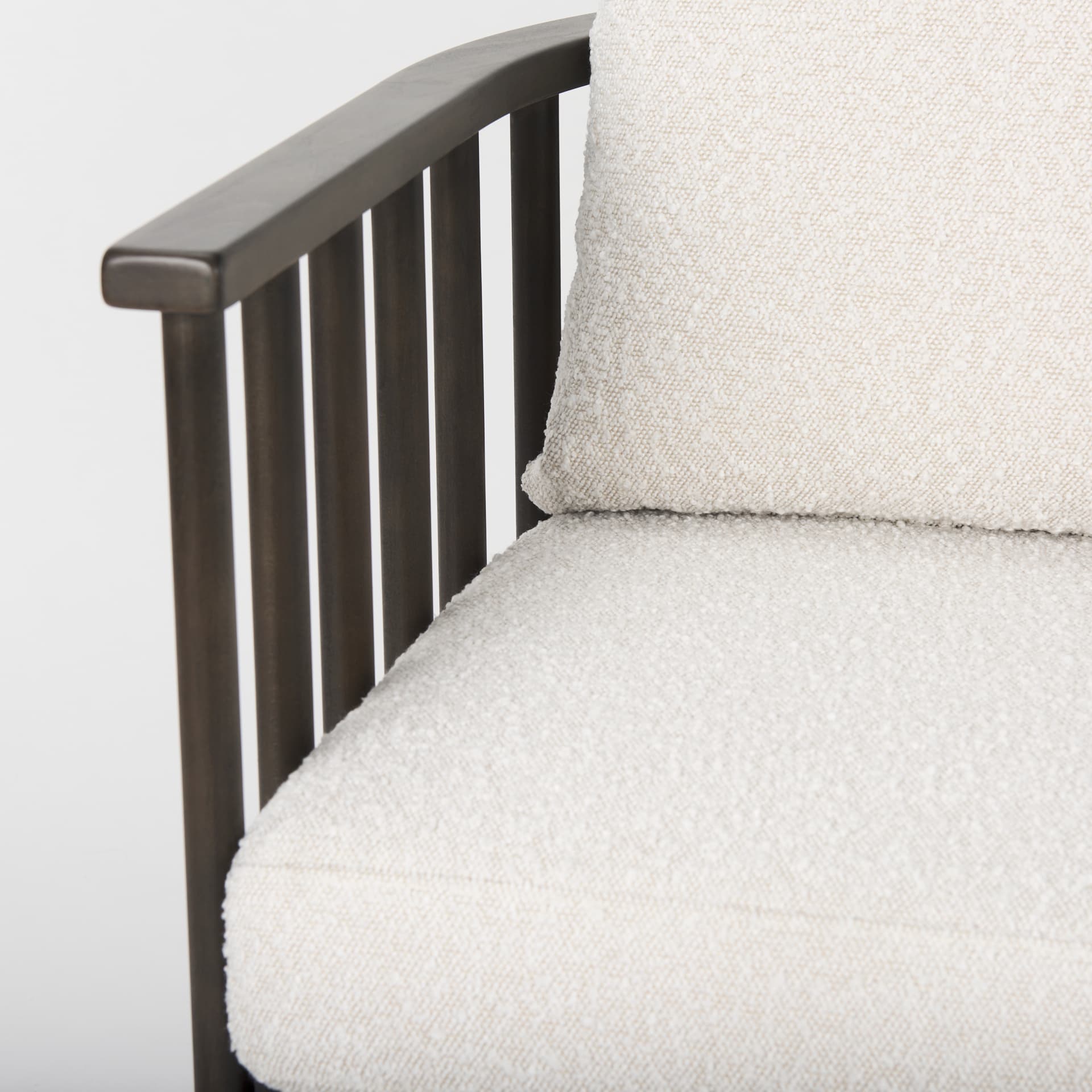 Kopari 30.1L x 30.5W x 37.2H White Boucle Fabric W/Dark Brown Wood Accent Chair — product photograph