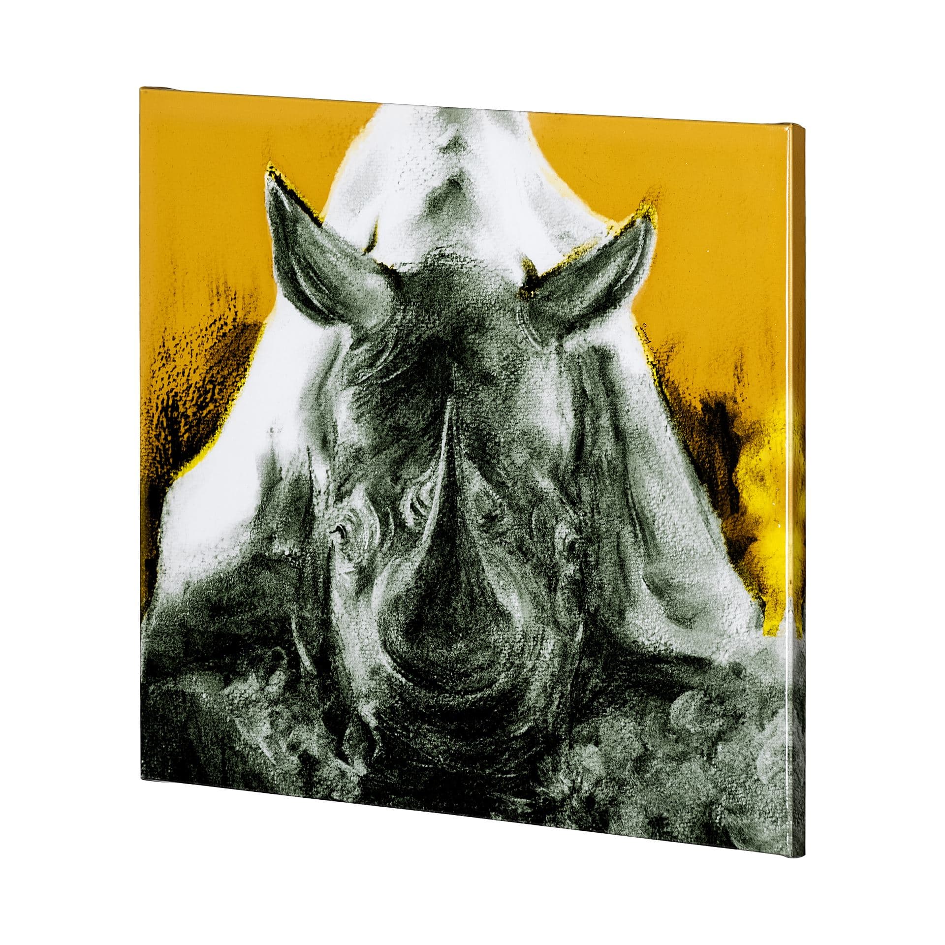 Rhino Yellow by Mercana Studio a Hand Embellished Textured Canvas — product photograph