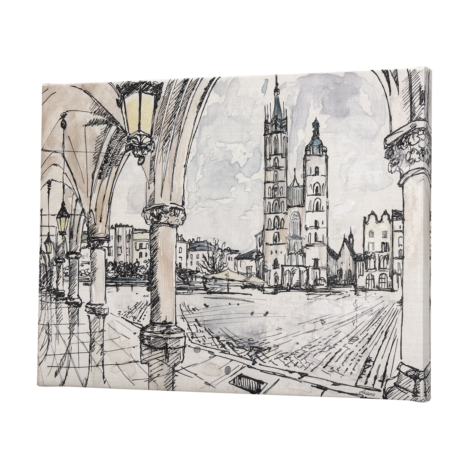 Travel memories IV by Mercana Studio a Hand Embellished Textured Canvas — product photograph