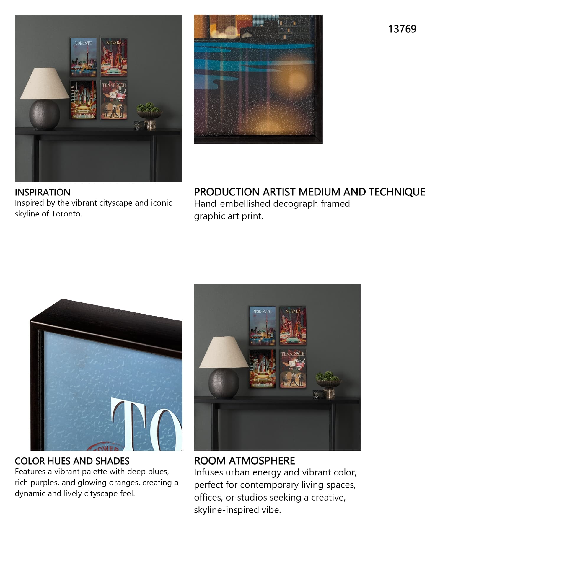Toronto Go Canada (SM) by Mercana Studio a Hand Embellished Decograph Framed Art Print — in a styled room