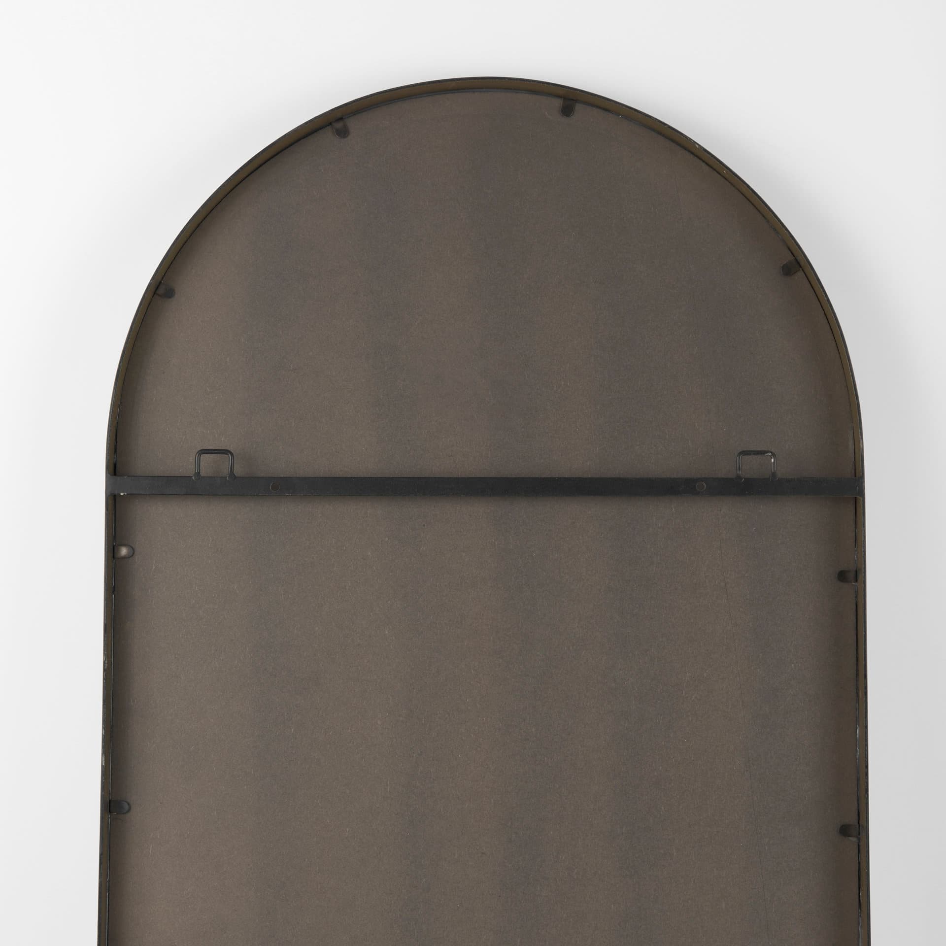 Sadie 28.0L x 2.0W x 78.0H Antique Gold Rounded Arch Floor Mirror — product photograph