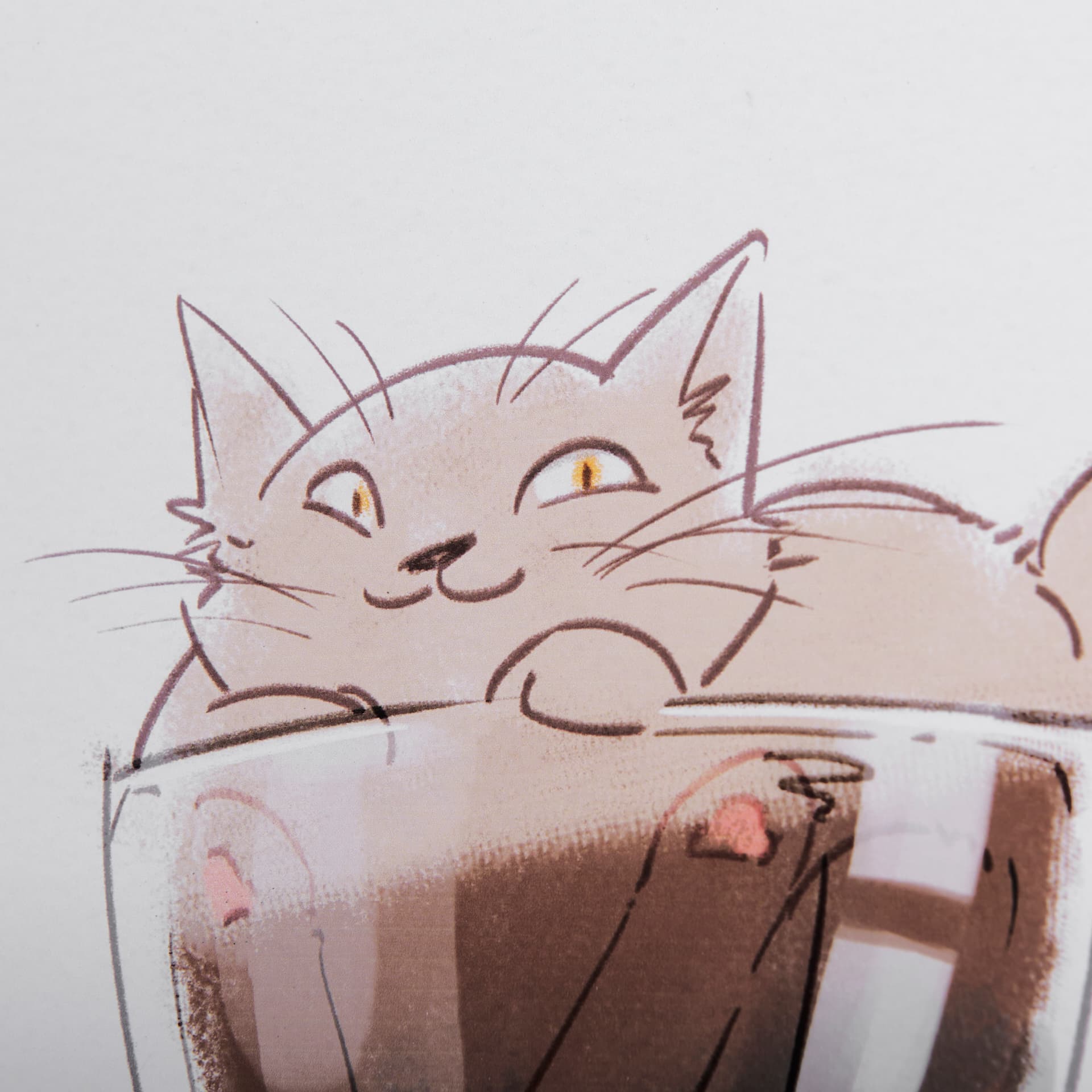 Coffee Cat by Mercana Studio a Framed Art Print Matted under Glass — product photograph