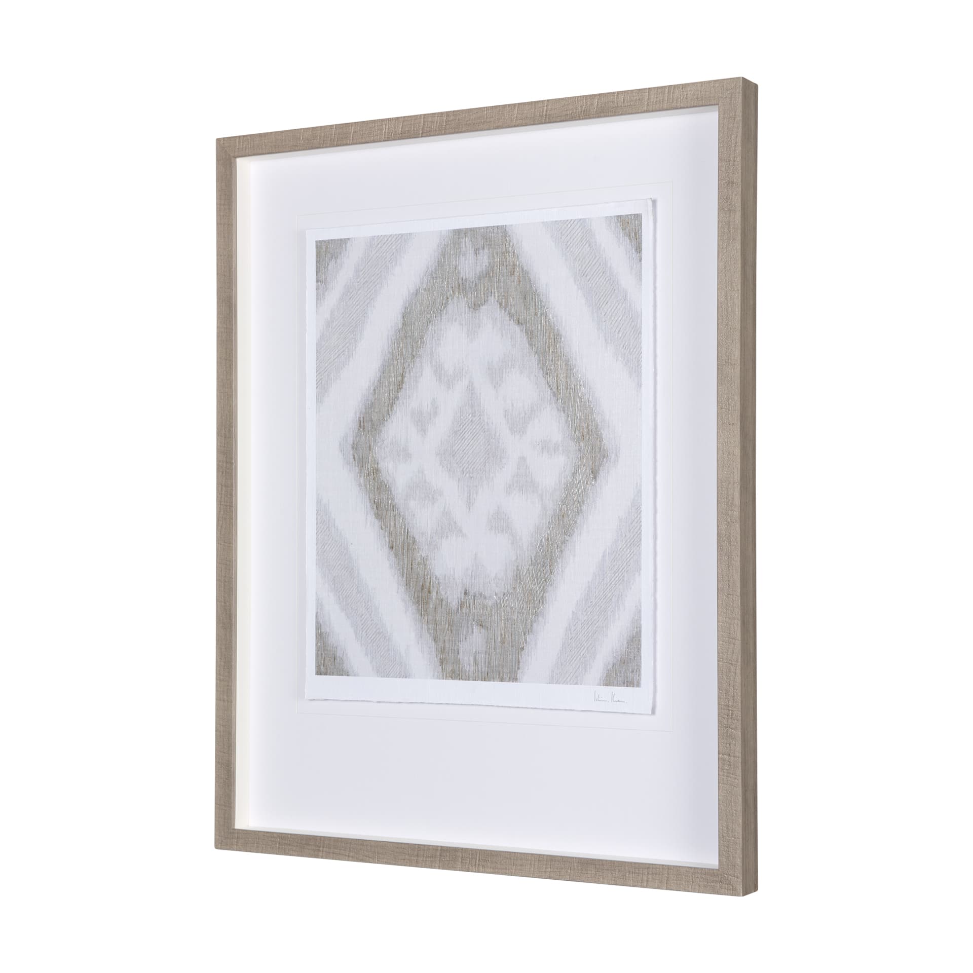 Ikat Patterns III by Silvia Krause a Hand Embellished Textured Framed Art Print Matted under Glass — product photograph
