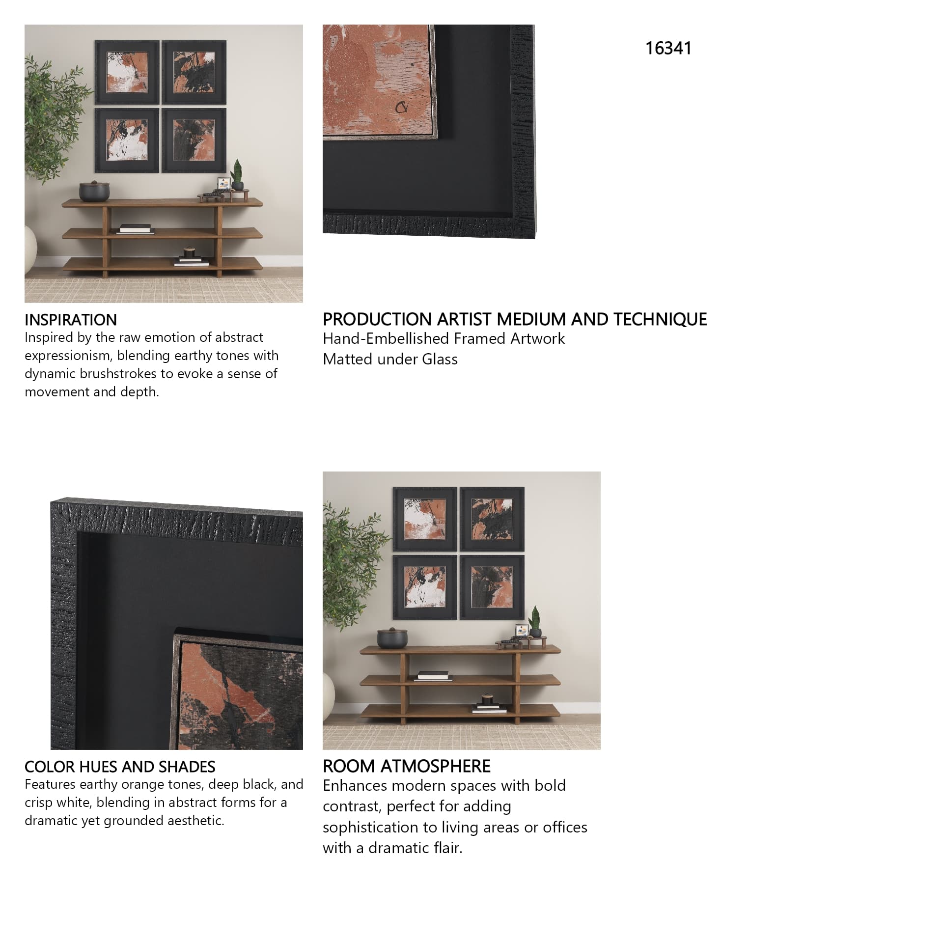 Tones of Sienna III (Set of 2) by Mercana Studio Hand-Embellished Framed Artwork Matted under Glass — product photograph