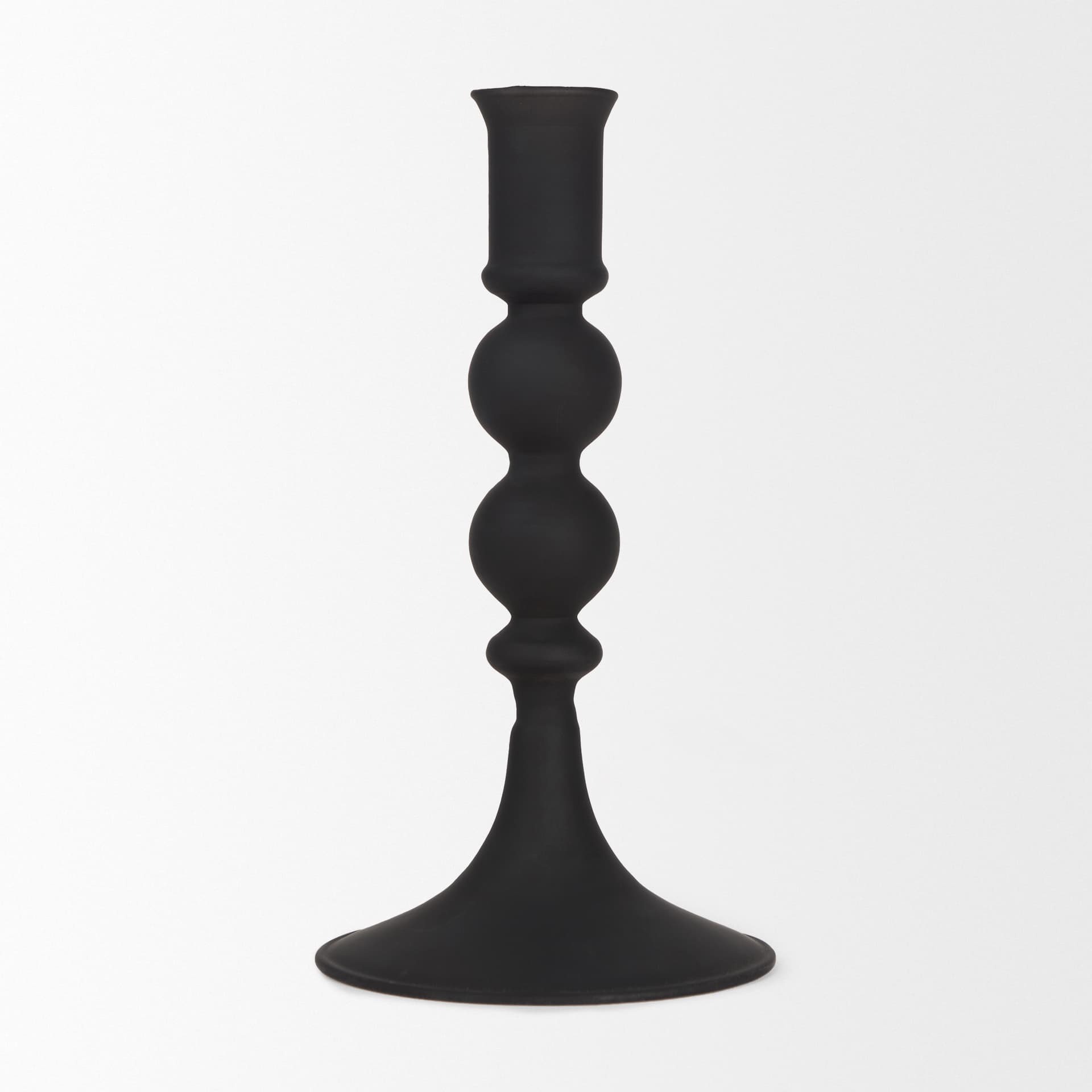 Haute Small Matte Black Blown Glass Candlestick — product photograph