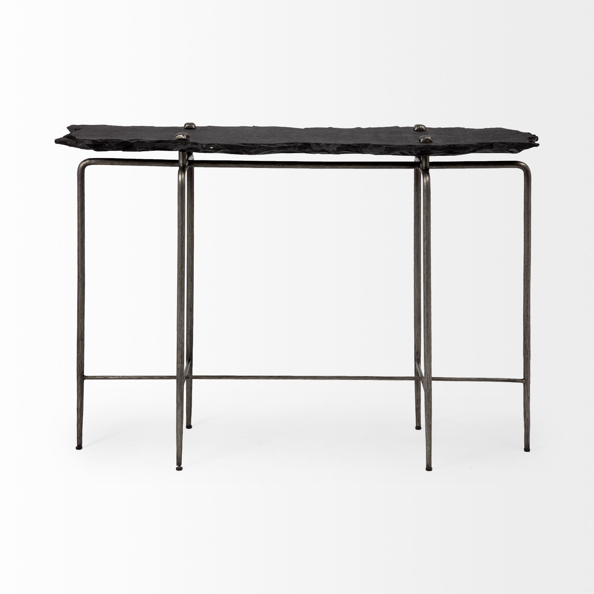 Pinera III 49L x 17W Black Slate W/Iron Base Console Table — product photograph
