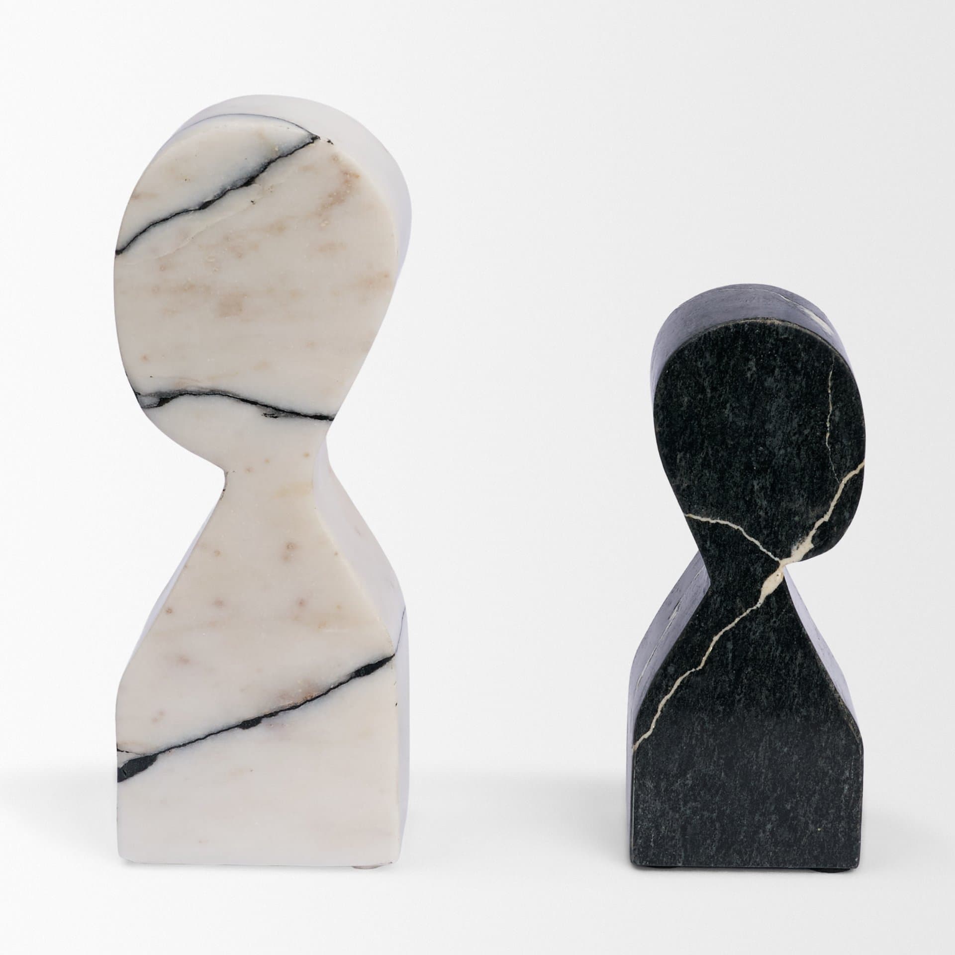 Shadow White & Black Marble Bookends — product photograph