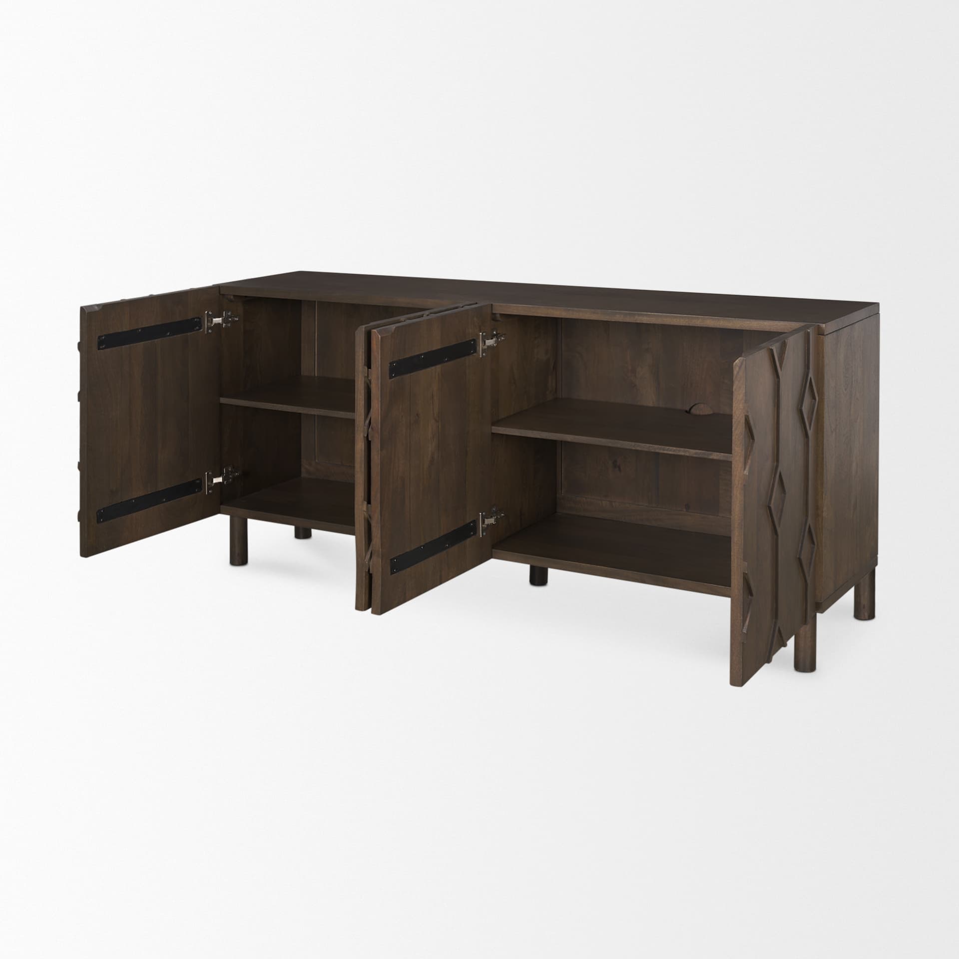 Heera Dark Brown Diamond Motif w/ Shelf Sideboard — product photograph