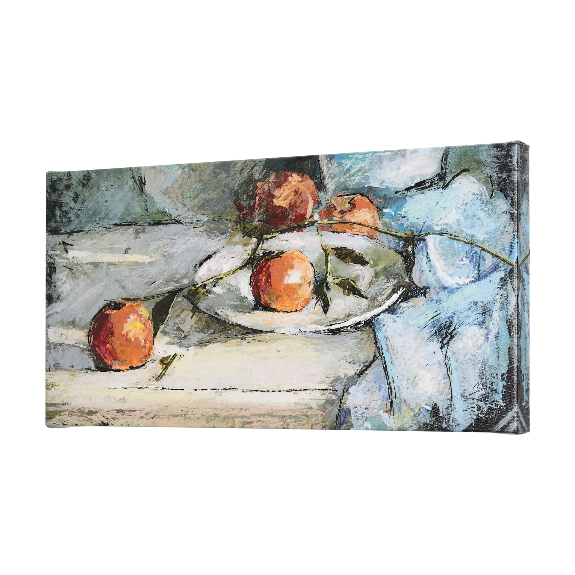 Still Life with Peaches by Mercana Studio a Hand Embellished Textured Canvas — product photograph