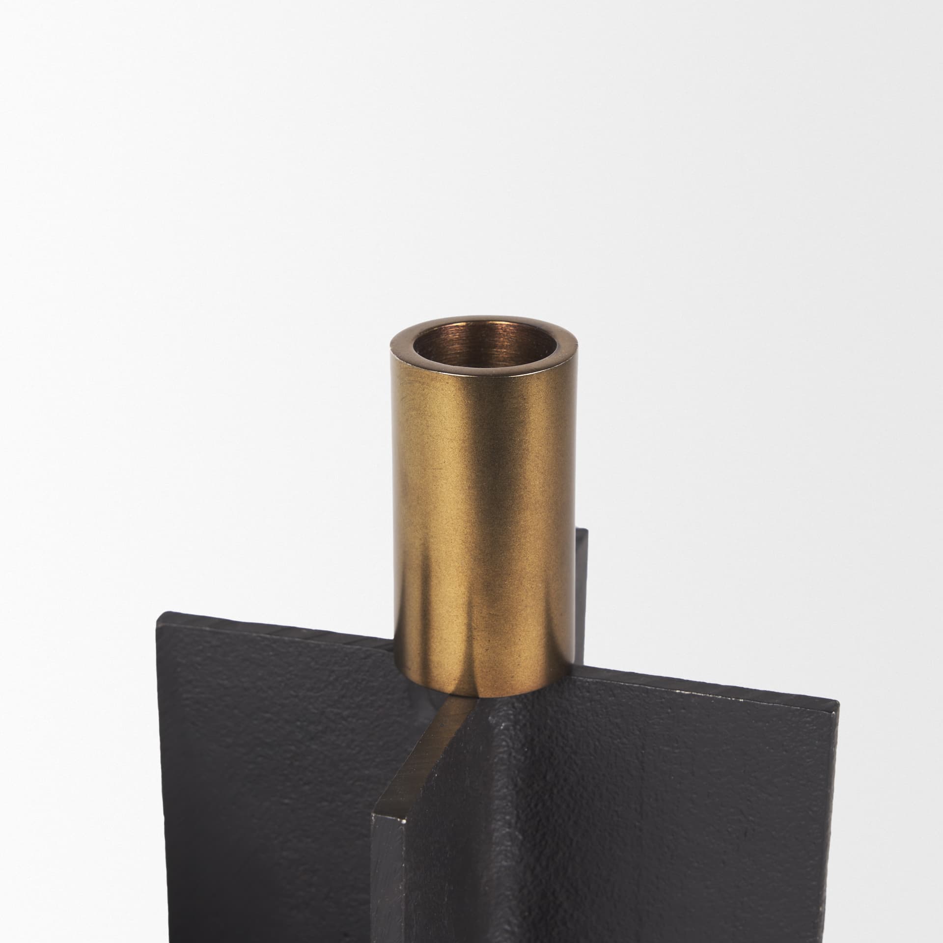 Pia Matte Black w/ Brushed Gold Metal Taper Candleholder (Set of 2) — product photograph