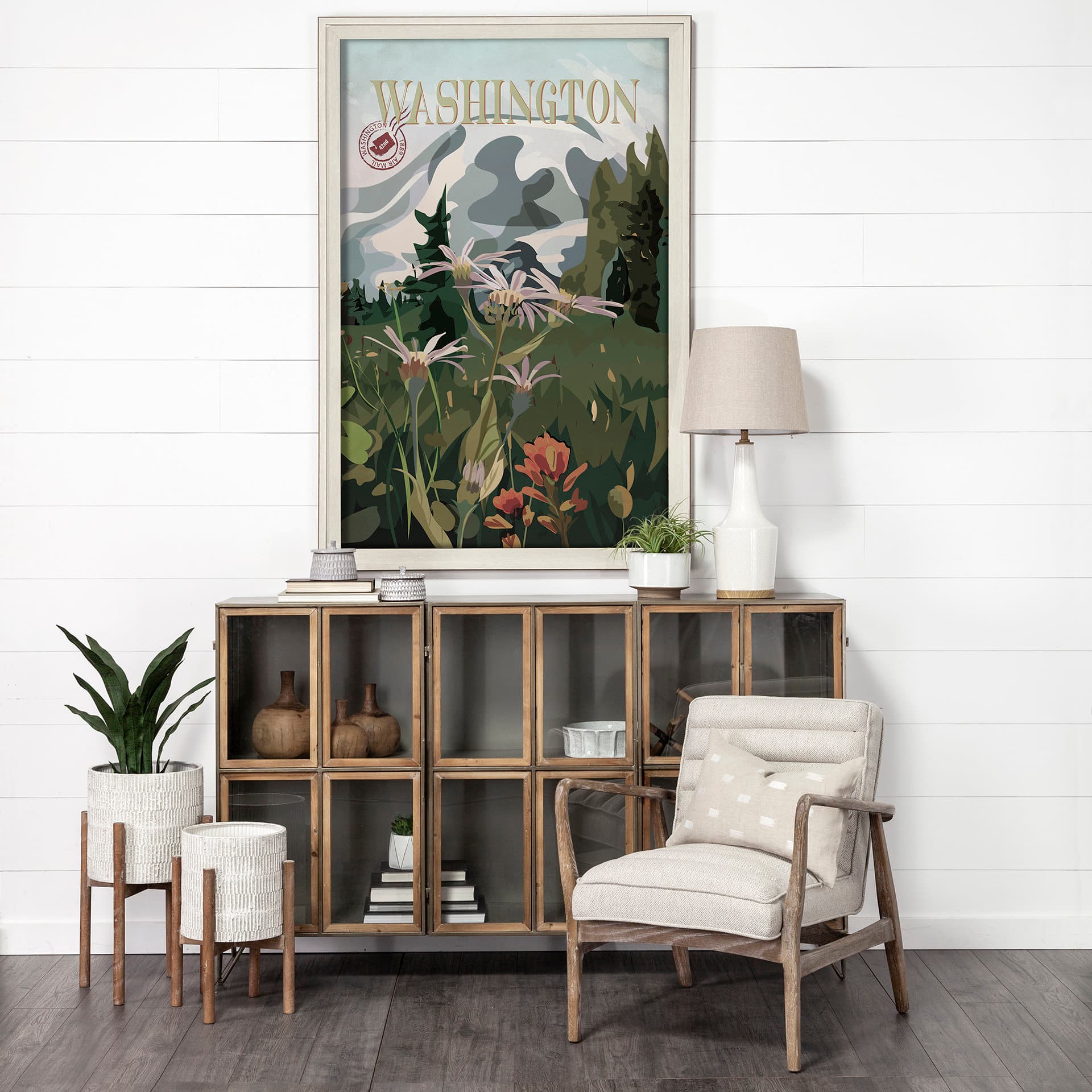 Washington Go USA (XL) by Mercana Studio a Hand Embellished Decograph Framed Art Print under Glass — in a styled room