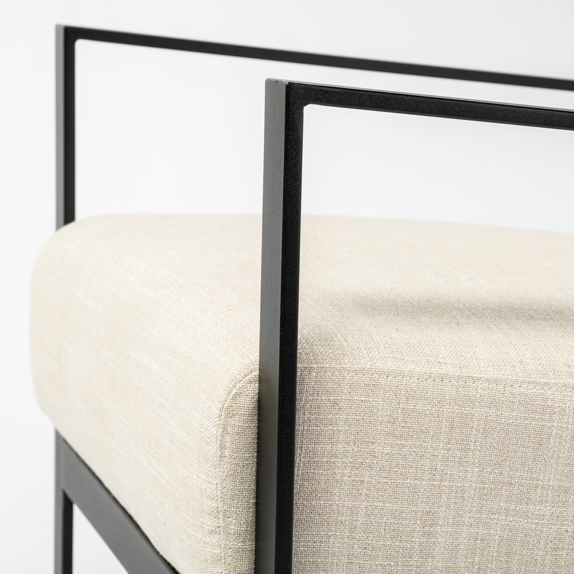Stamford Light Beige Upholstered Seat w/ Wood Back, Metal Frame Accent Chair — product photograph