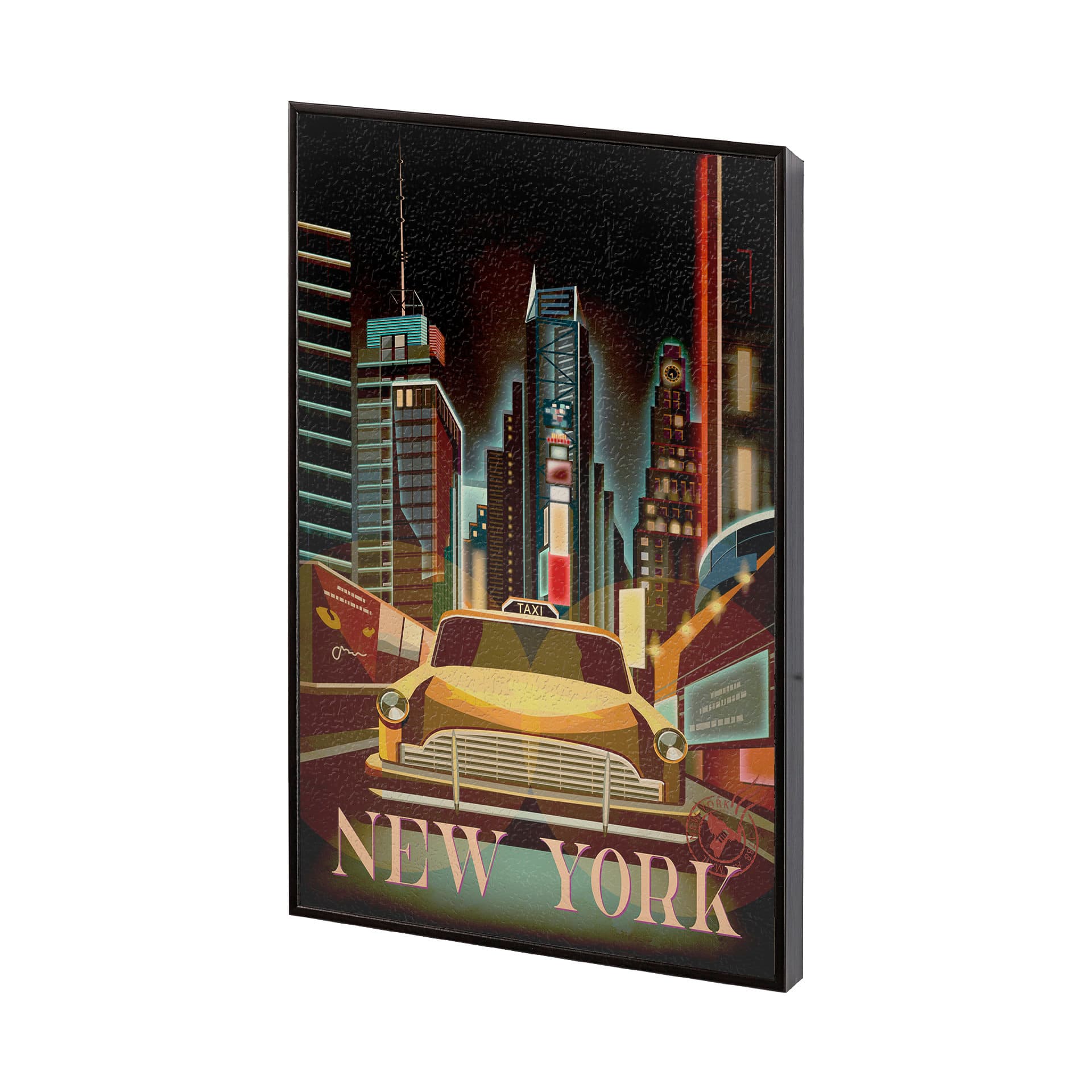 New York Go USA (SM) by Mercana Studio a Hand Embellished Decograph Framed Art Print — product photograph