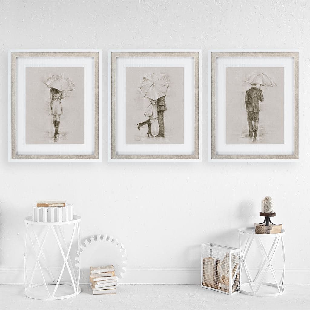 Rainy Day Rendezvous by Mercana Studio Hand Embelished Textured Framed Art Print Matted under Glass — product photograph