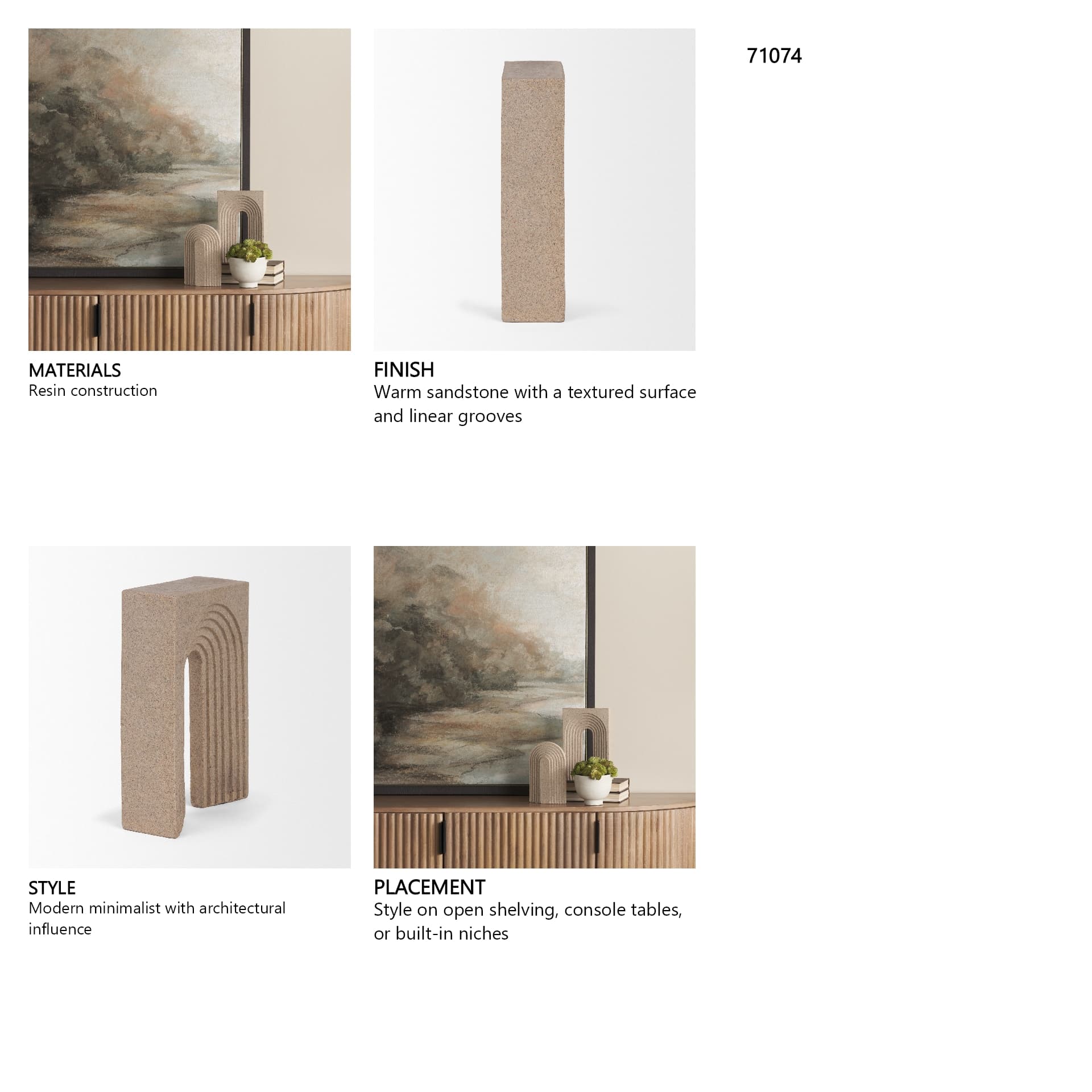 Kacia Resin Textured SandStone Decorative Object — in a styled room