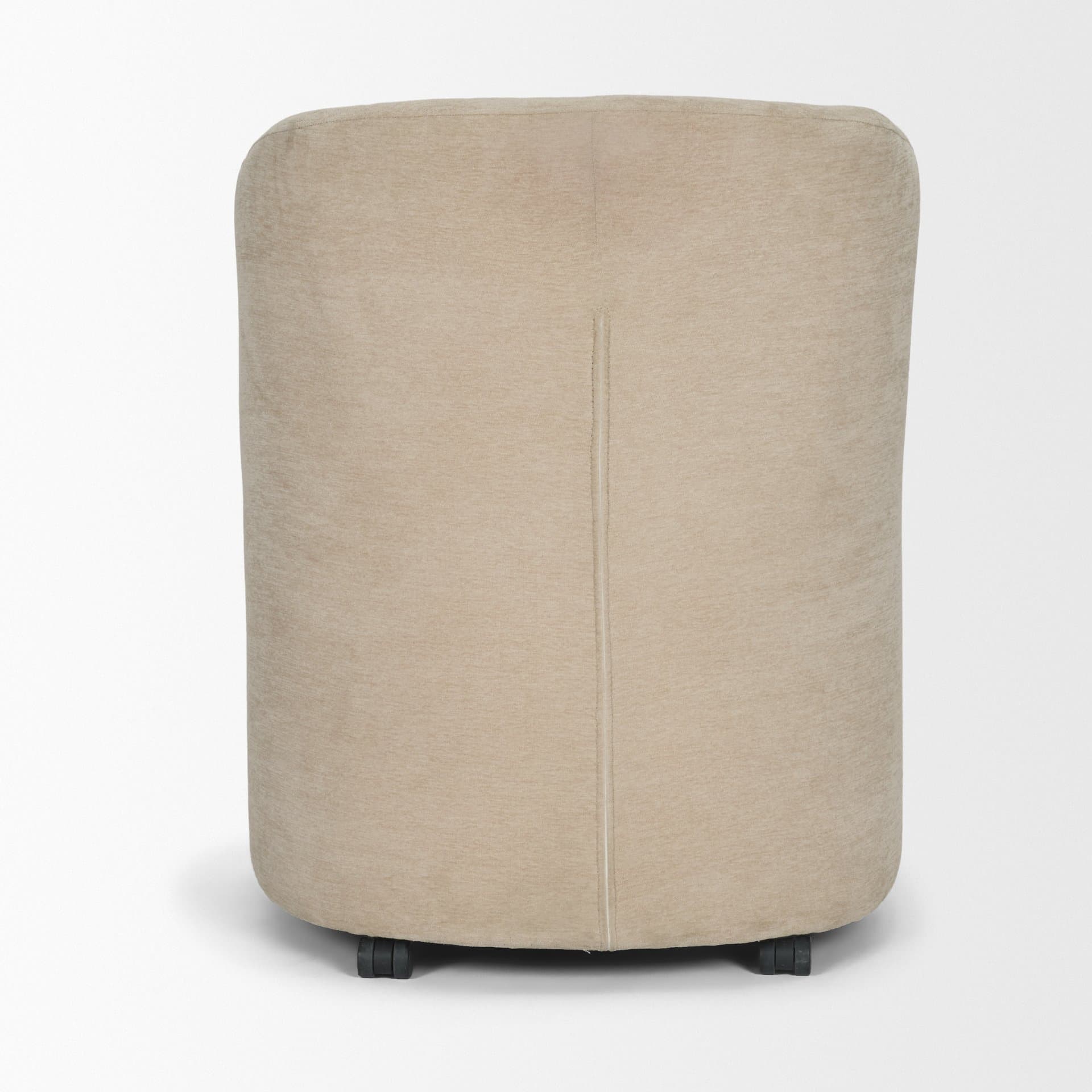 Sondra Barrel Back Dining Arm Chair | Beige Fabric w/ Wood — product photograph