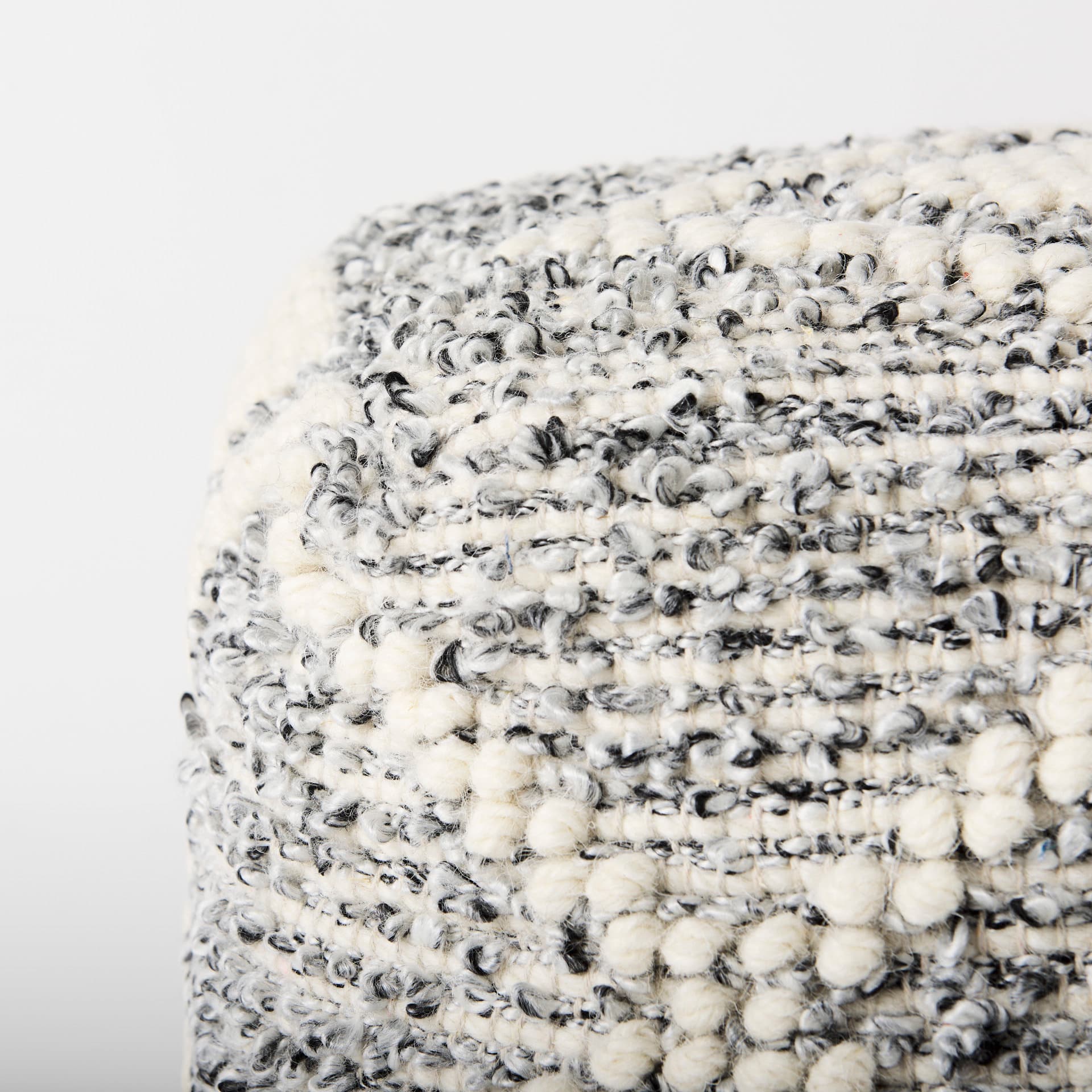 Ekiya 16.0L x 16.0W x 16.0H Black/White Yarn and Wool Patterened Pouf — product photograph