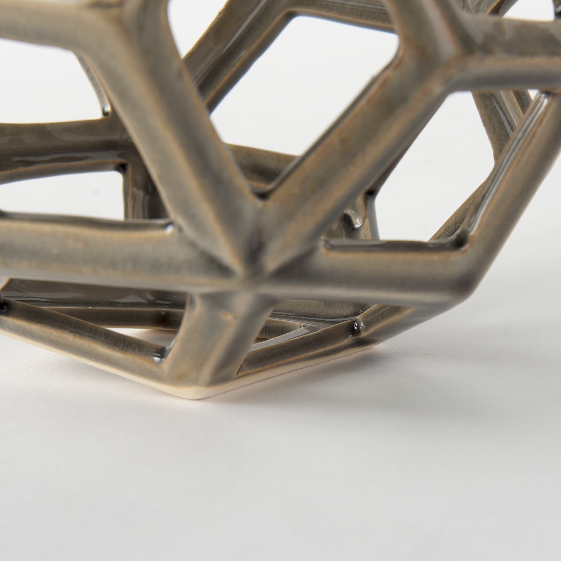 Geom 7.1L x 7.1W x 7.1H Tan Ceramic Geometric Object — product photograph