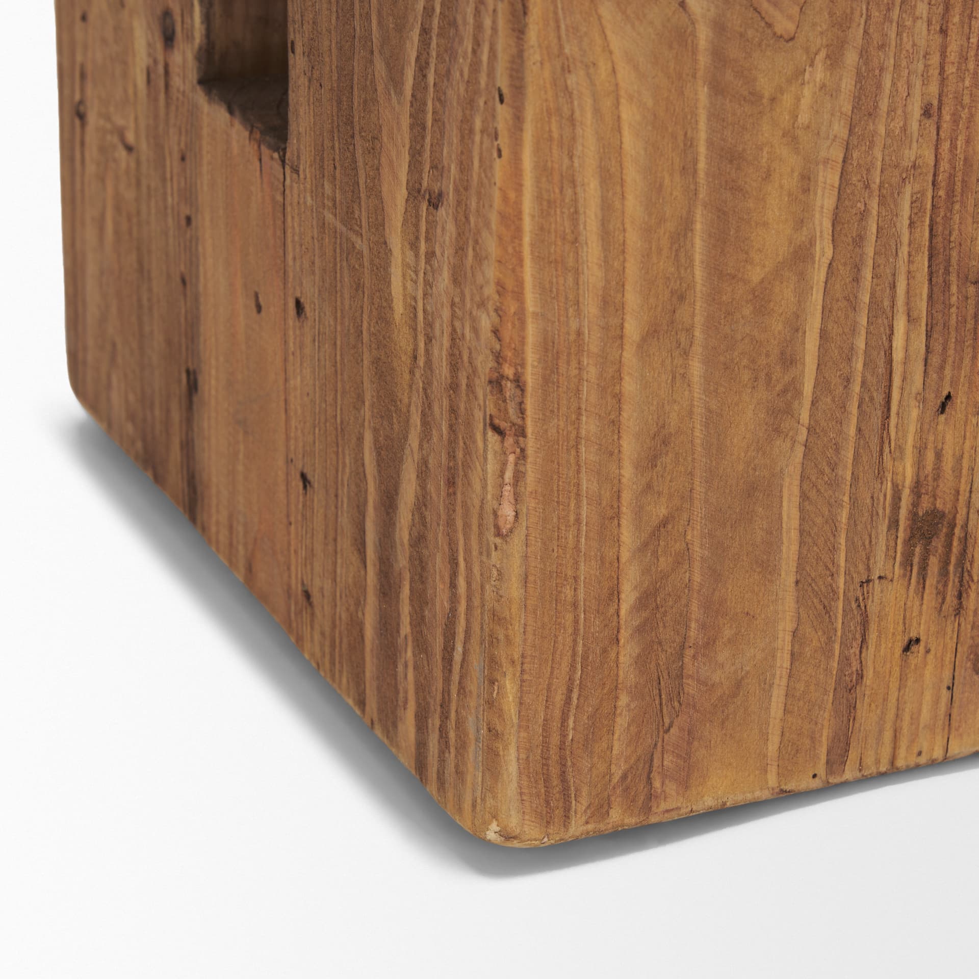 Waylen Natural Wood Block Accent Stool — product photograph