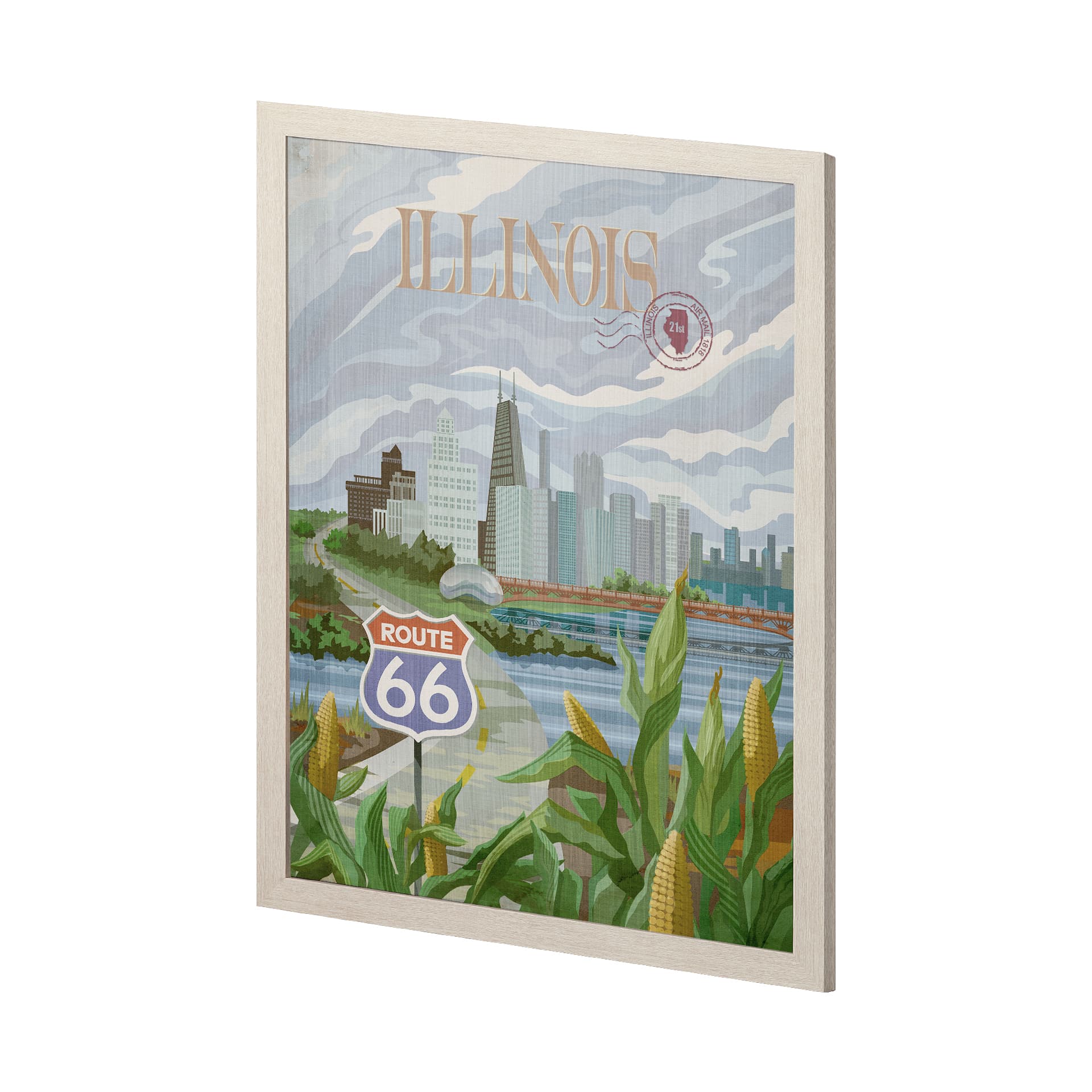 Illinois Go USA (L) by Mercana Studio a Hand Embellished Decograph Framed Art Print — product photograph