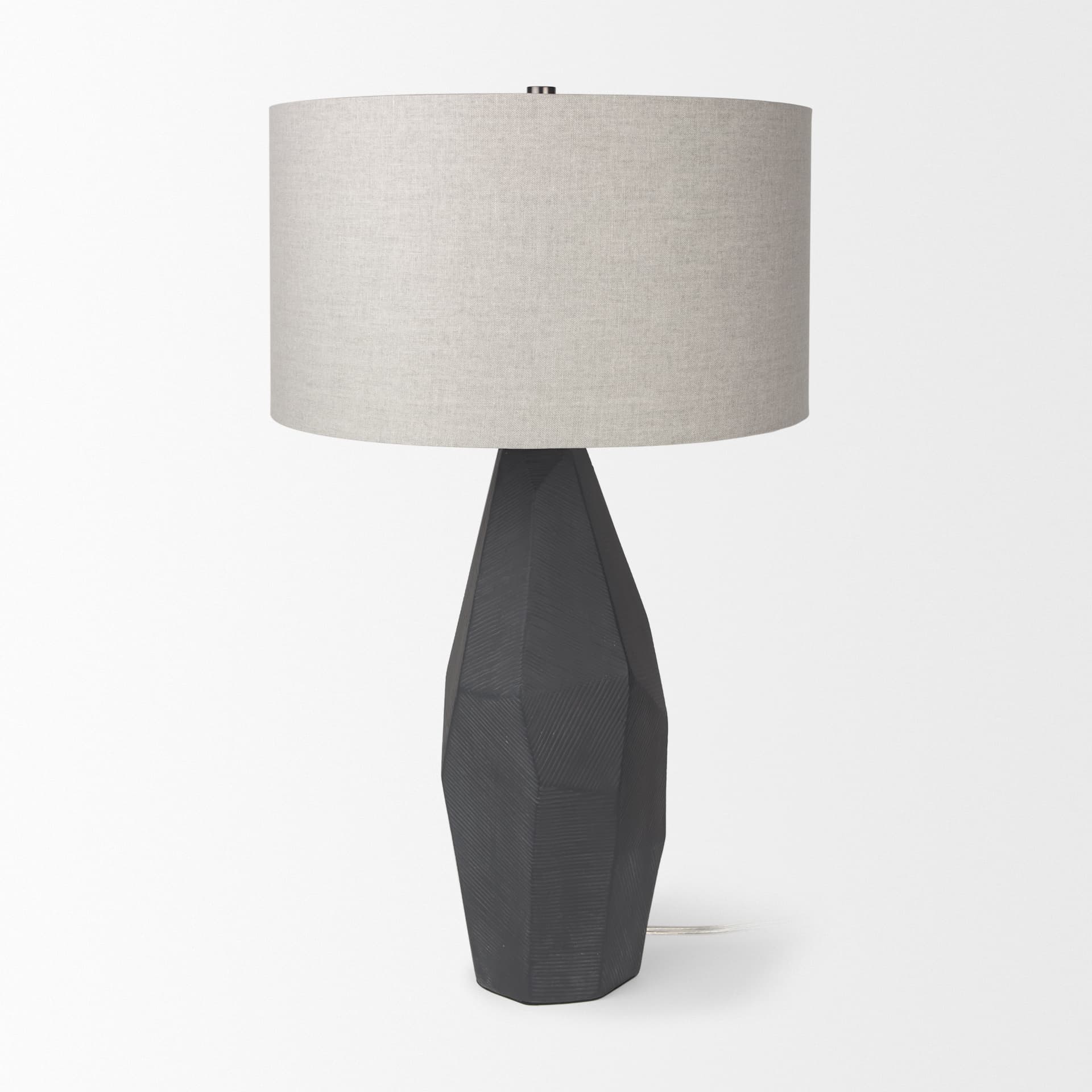 Piven Black w/ Gray Wash Textured Ceramic Table Lamp — product photograph