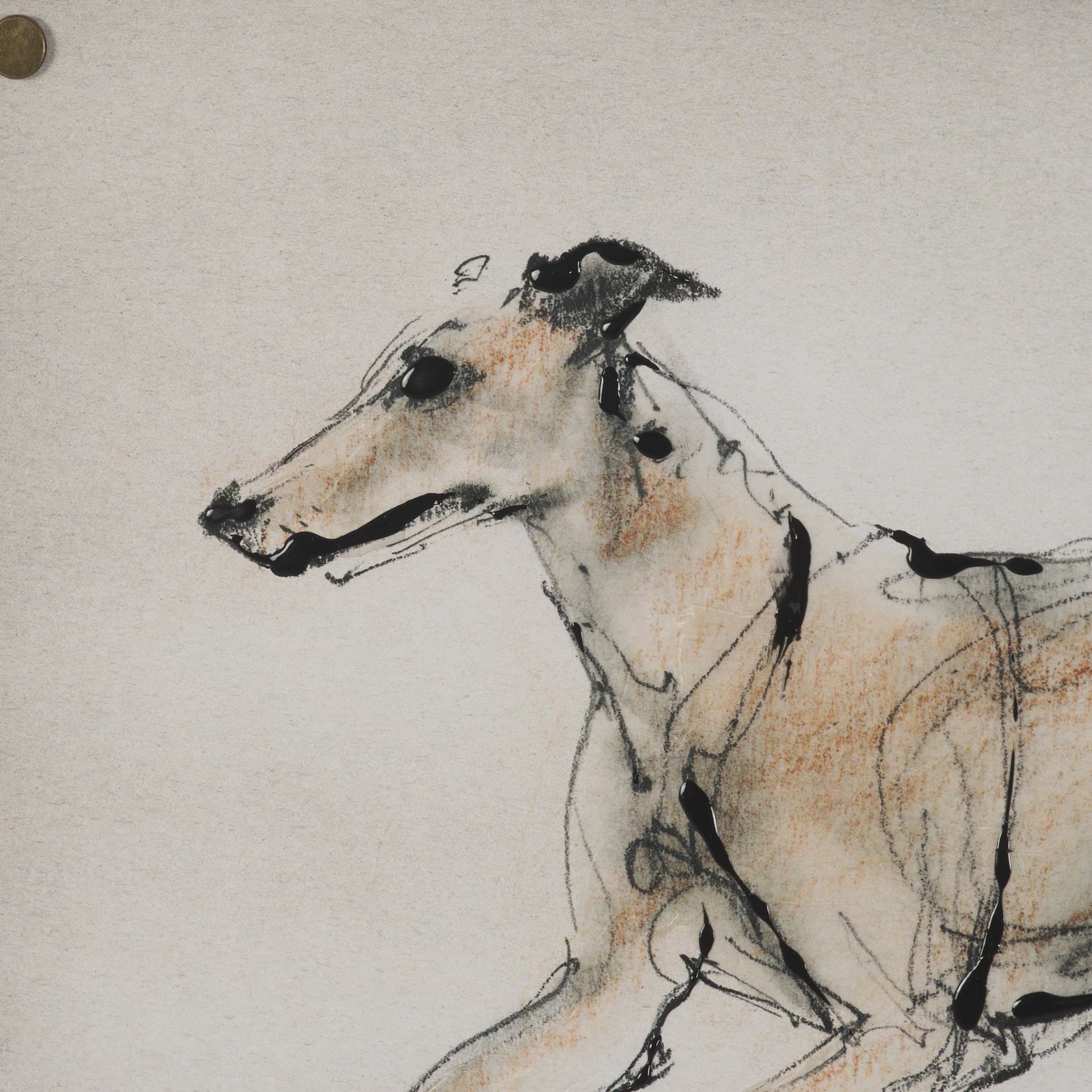 Playful Pup VI by Mercana Studio Hand Embelished Framed Artwork Matted under Glass — product photograph