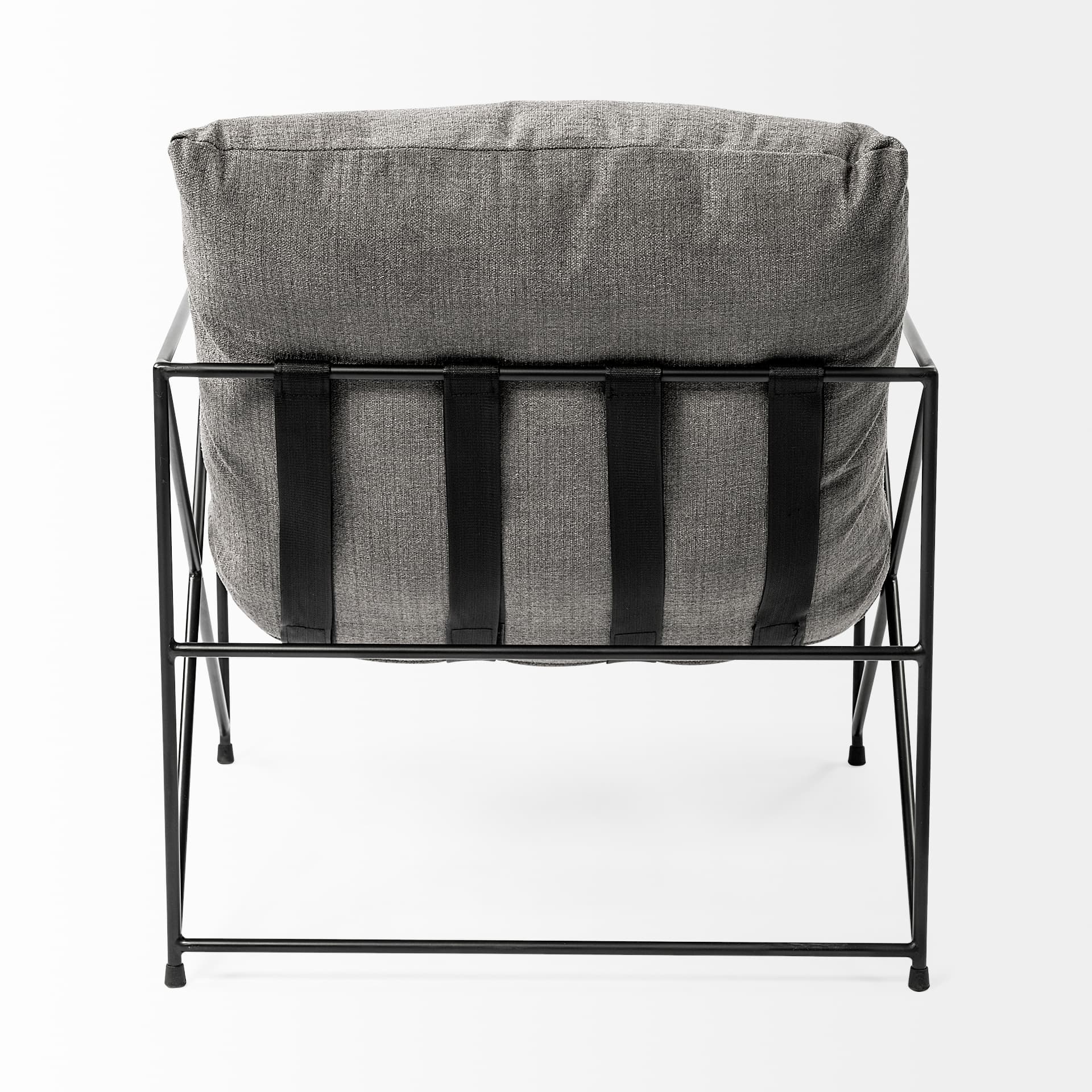 Leonidas 28.5L x 29.5W x 34.0H Grey Fabric Wrap Black Metal Frame Accent Chair — product photograph