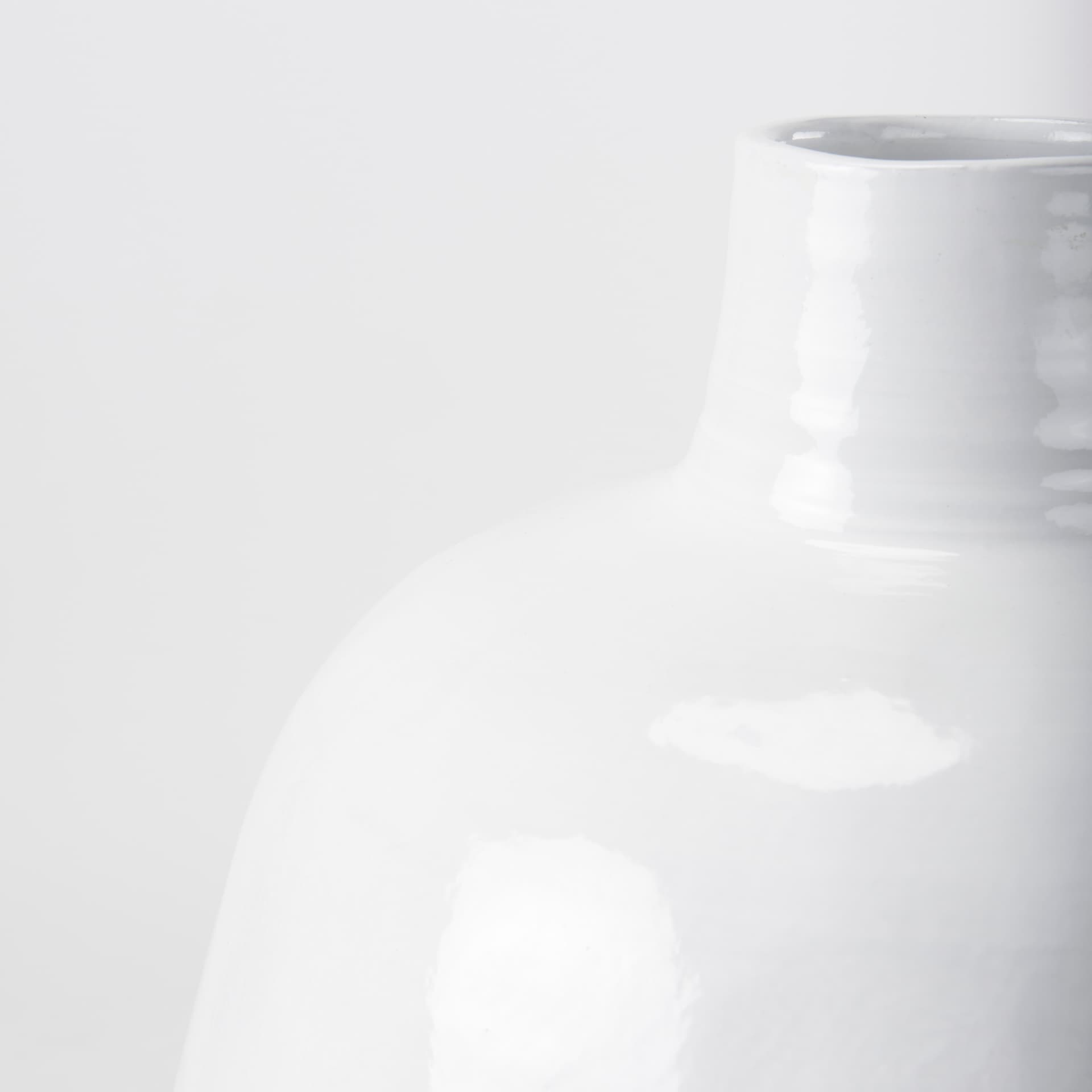 Amos 20.5L x 20.5W x 31.9H White and Dark Beige Color Blocked Ceramic Floor Vase — product photograph