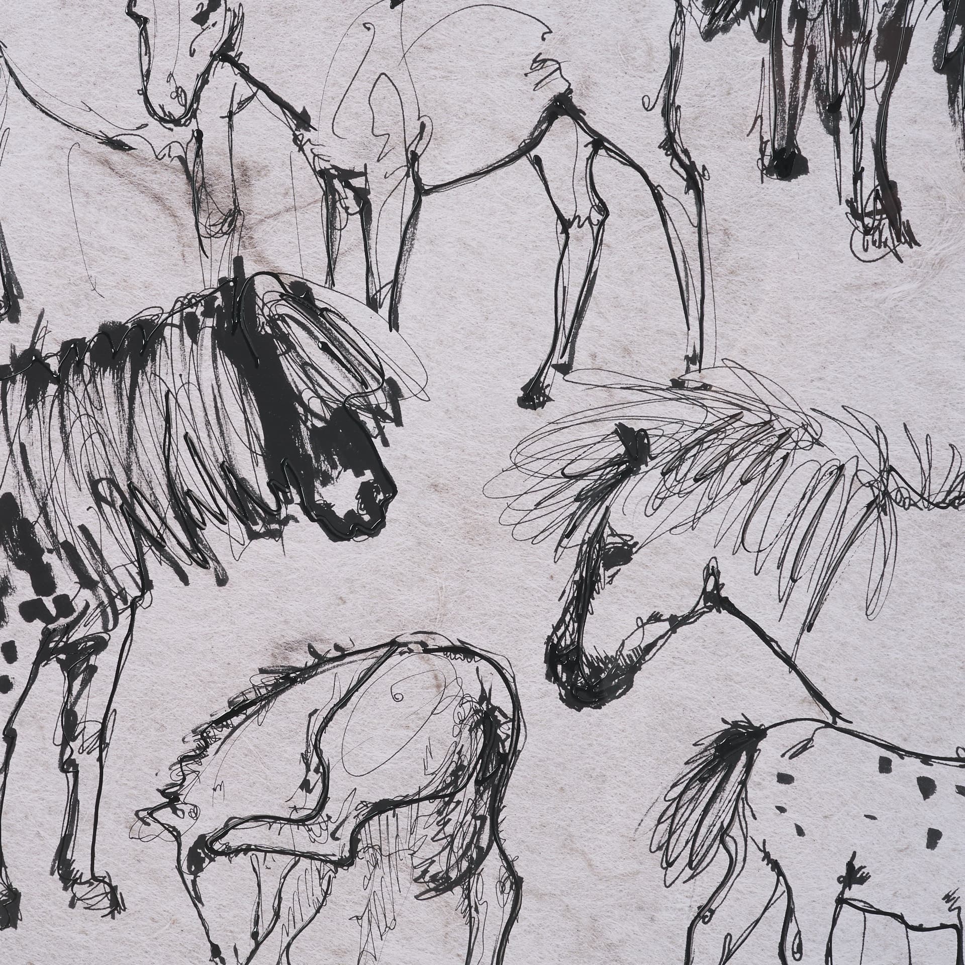Pony Sketches I by Mercana Studio Hand-Embellished Framed Artwork Matted under Glass — product photograph