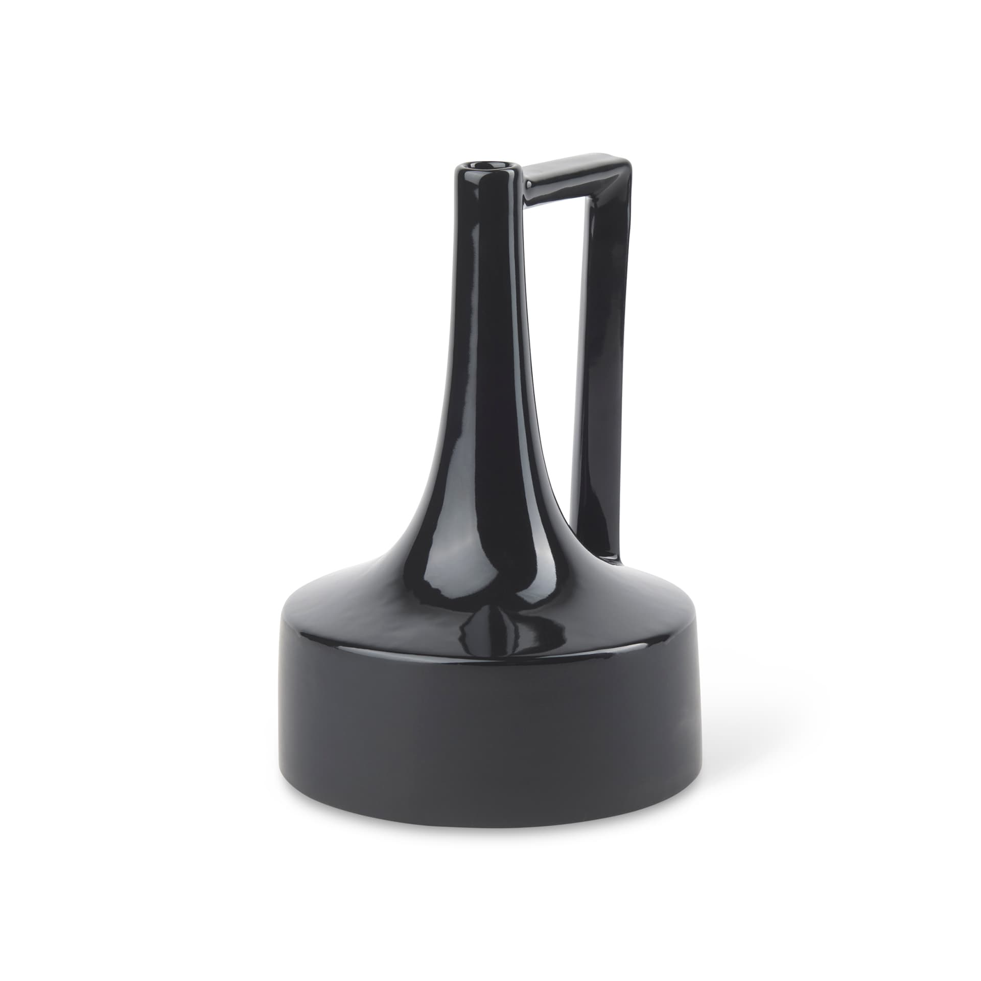 Burton 11.6H Medium Glossy and Matte Black Ceramic Jug Vase — product photograph