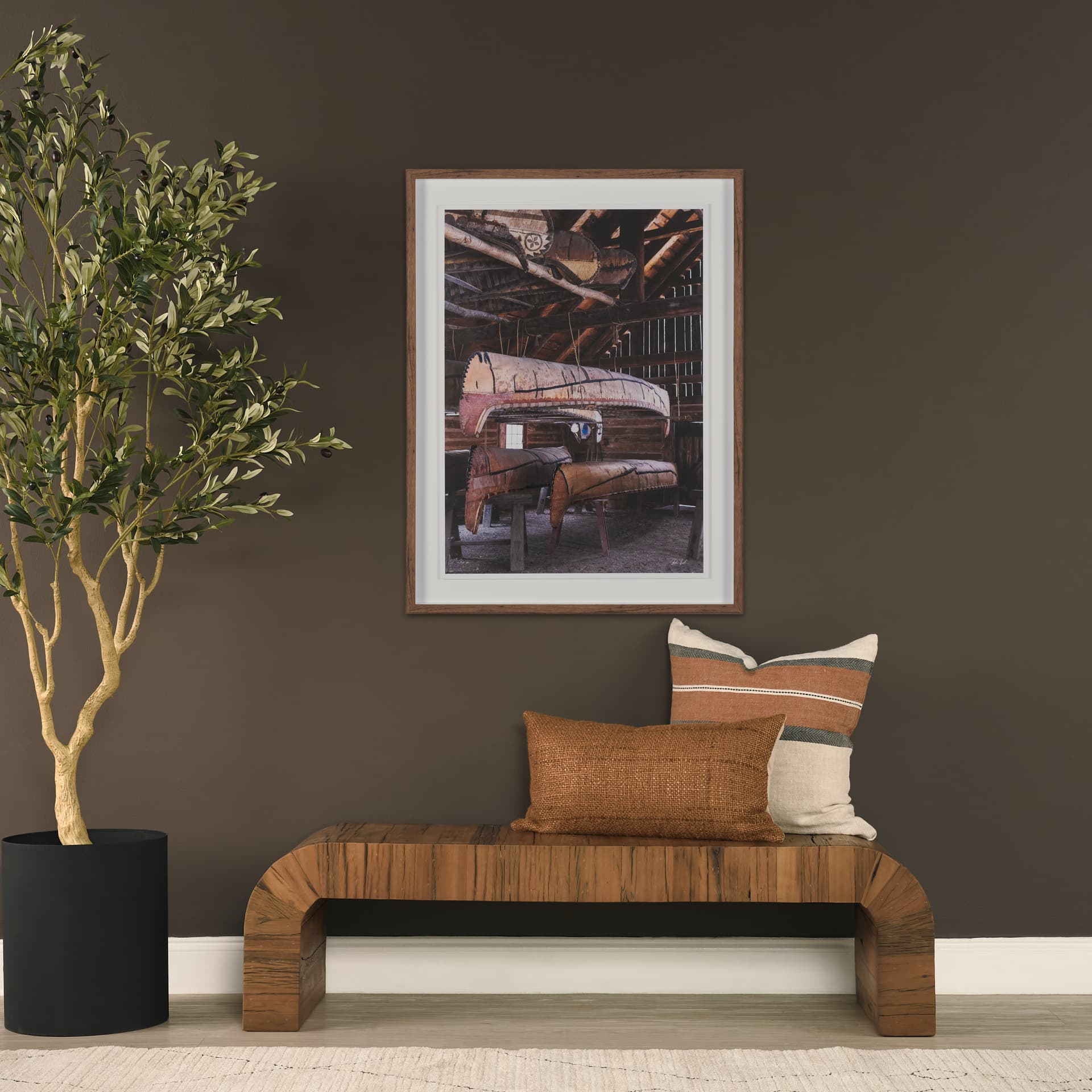 Canoe Barn by Deborah Revell Hand Embelished Framed Art Print Matted under Glass — product photograph