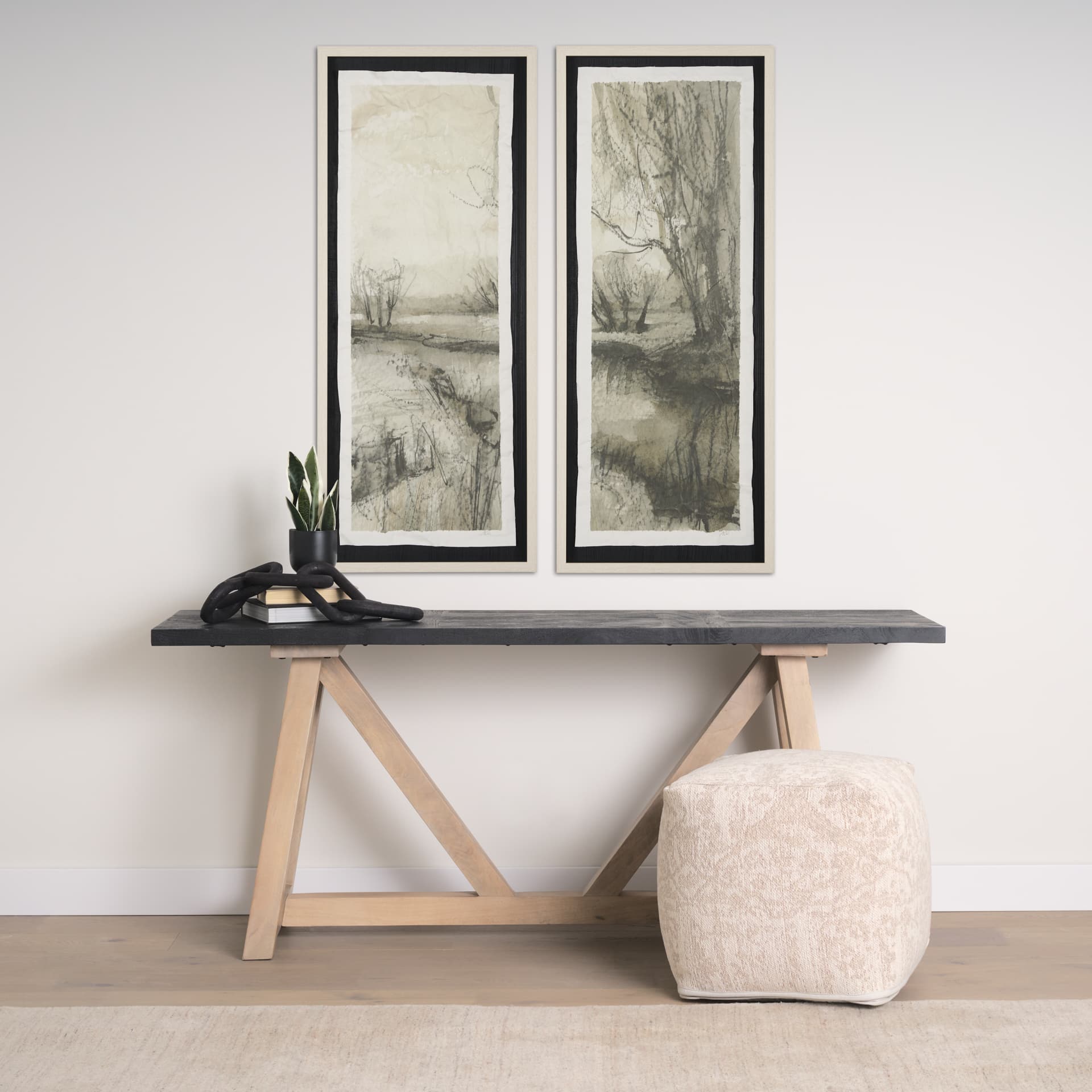 Beyond the Rain II by Mercana Studio a Hand Embellished Framed Art Print Matted under Glass — in a styled room