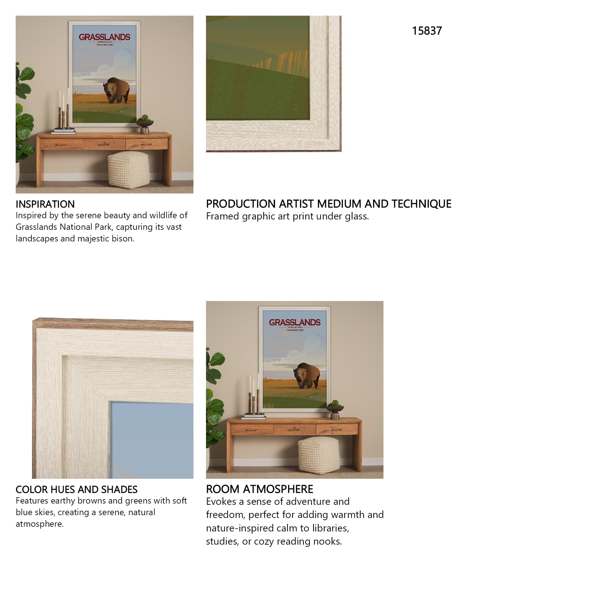 Grasslands GO (XL) by Mercana Studio a Hand Embellished Decograph Framed Art Print under Glass — in a styled room