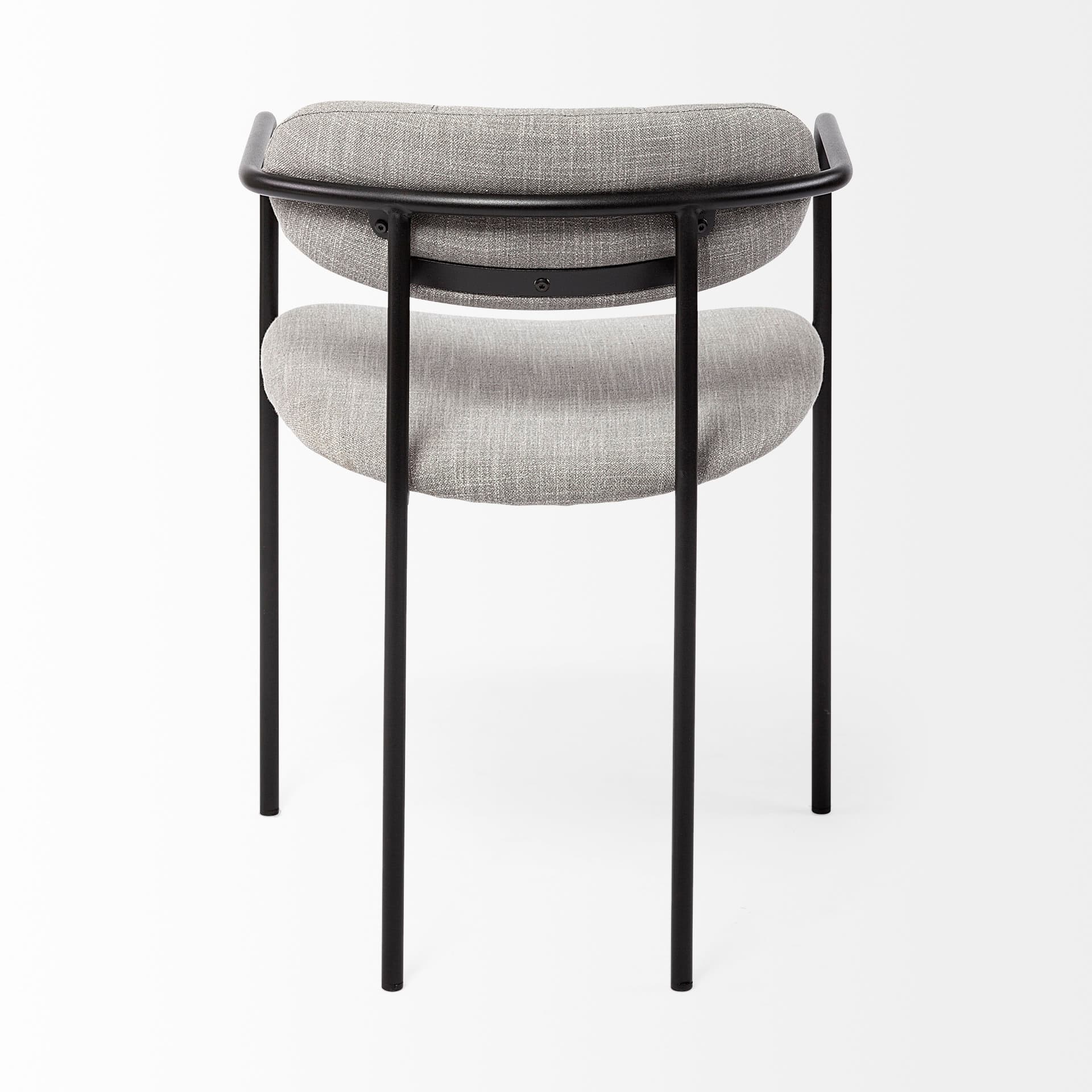 Parker Curved Back Dining Arm Chair | Gray Fabric w/ Black Metal — product photograph