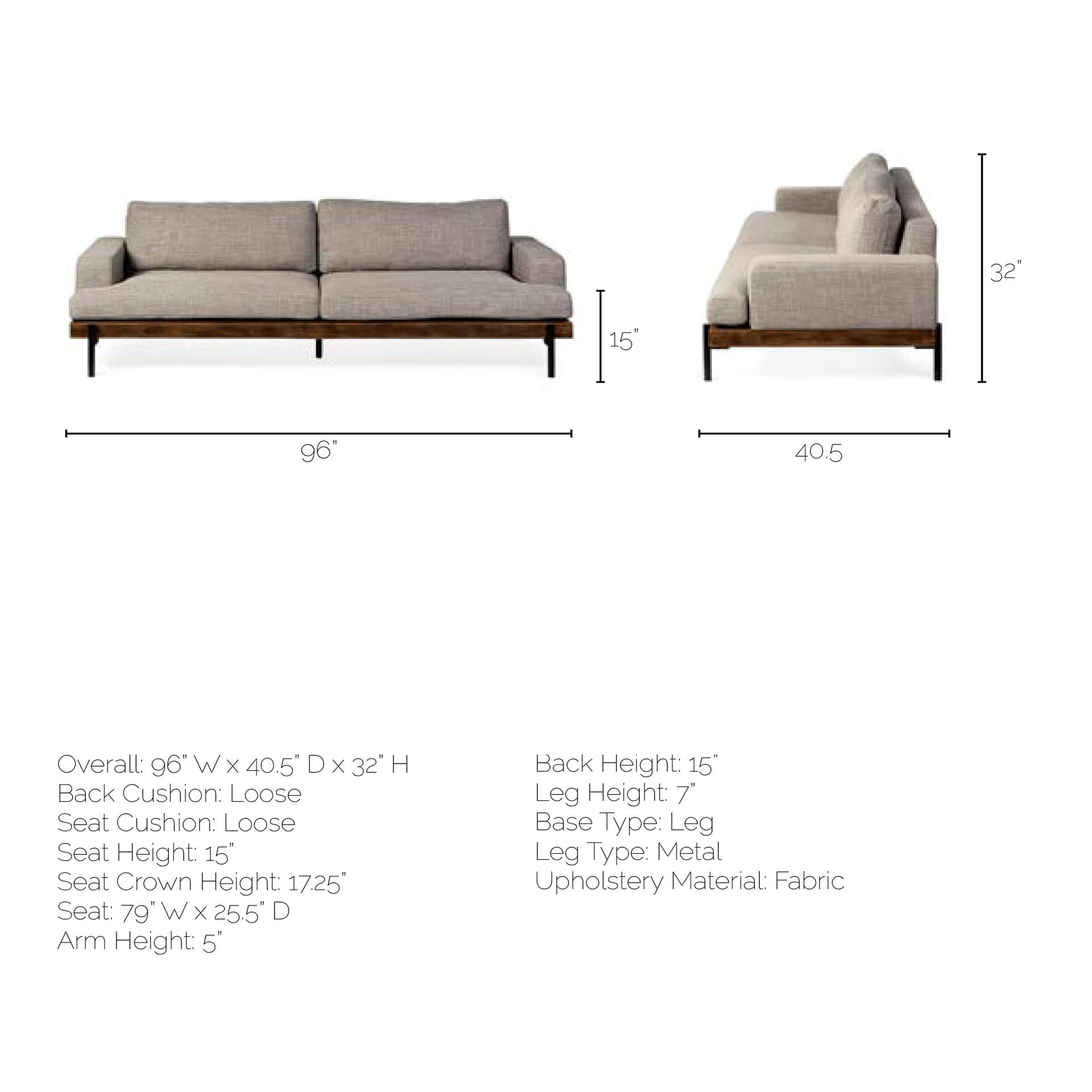 Colburne II 95" Gray Upholstered Three Seater Sofa — product photograph