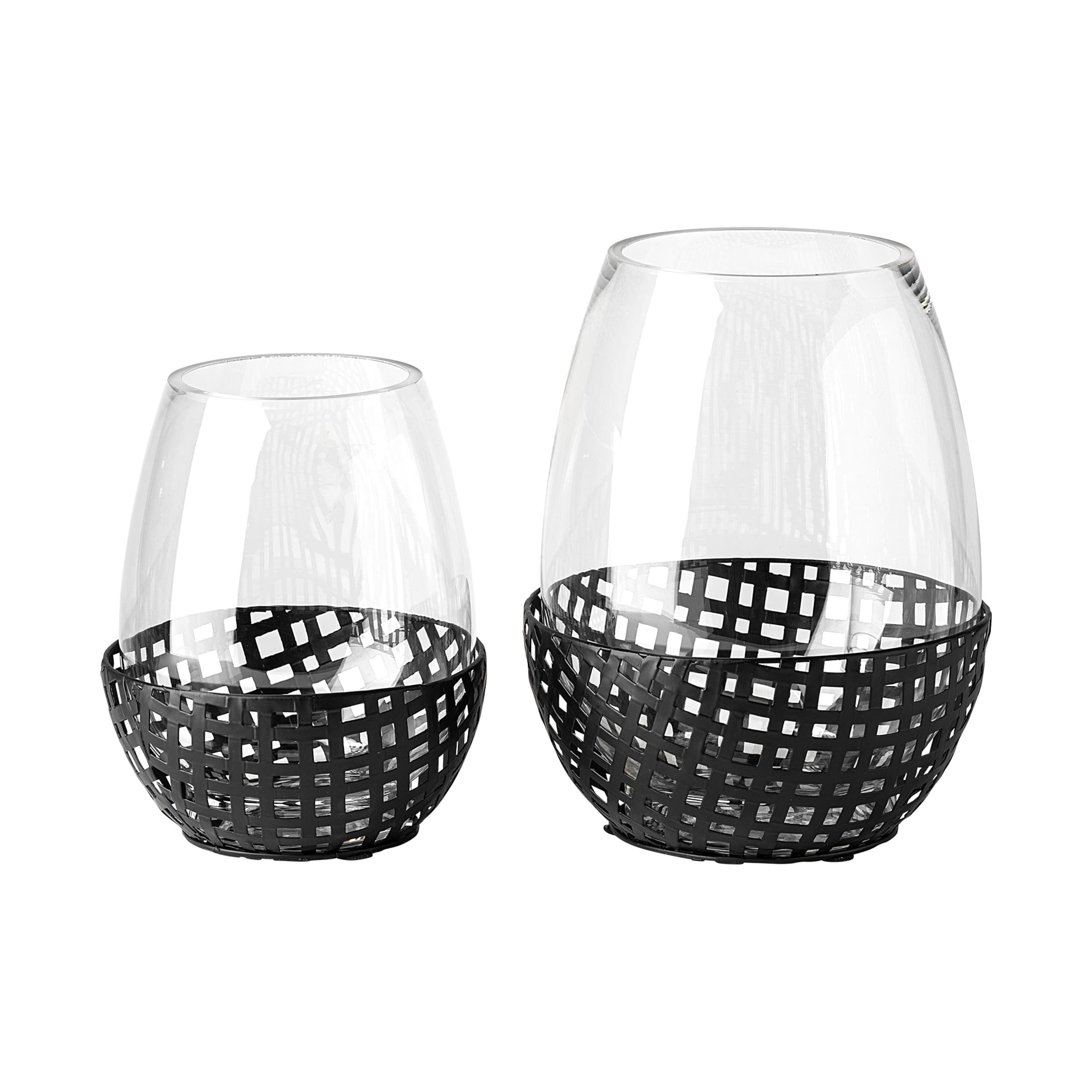 Reena II Large Black Woven Metal Base Table Candle Holder — product photograph