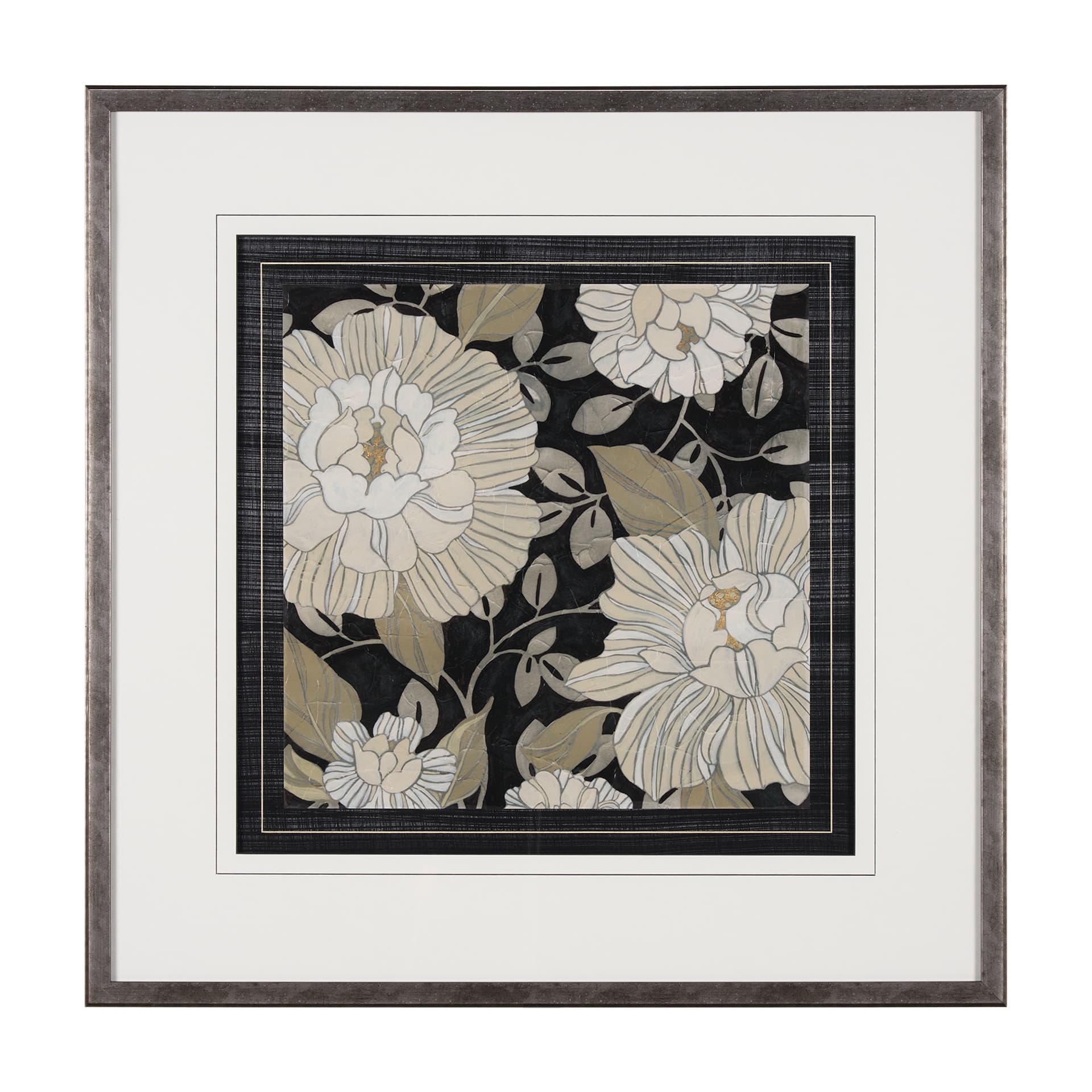 Garden Noir II by June Erica Vess a Hand Embellished Textured Framed Art Print Matted under Glass — product photograph