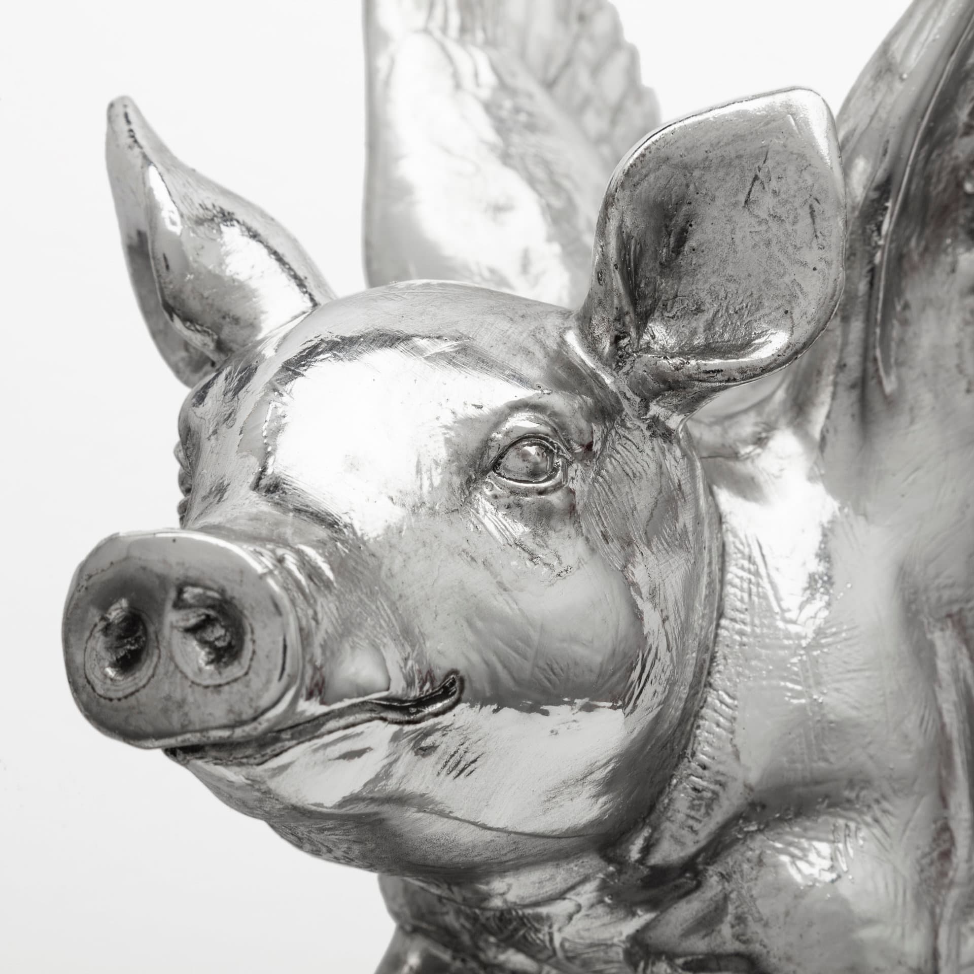 Hogbadi Set of 2 Silver Flying Pigs — product photograph