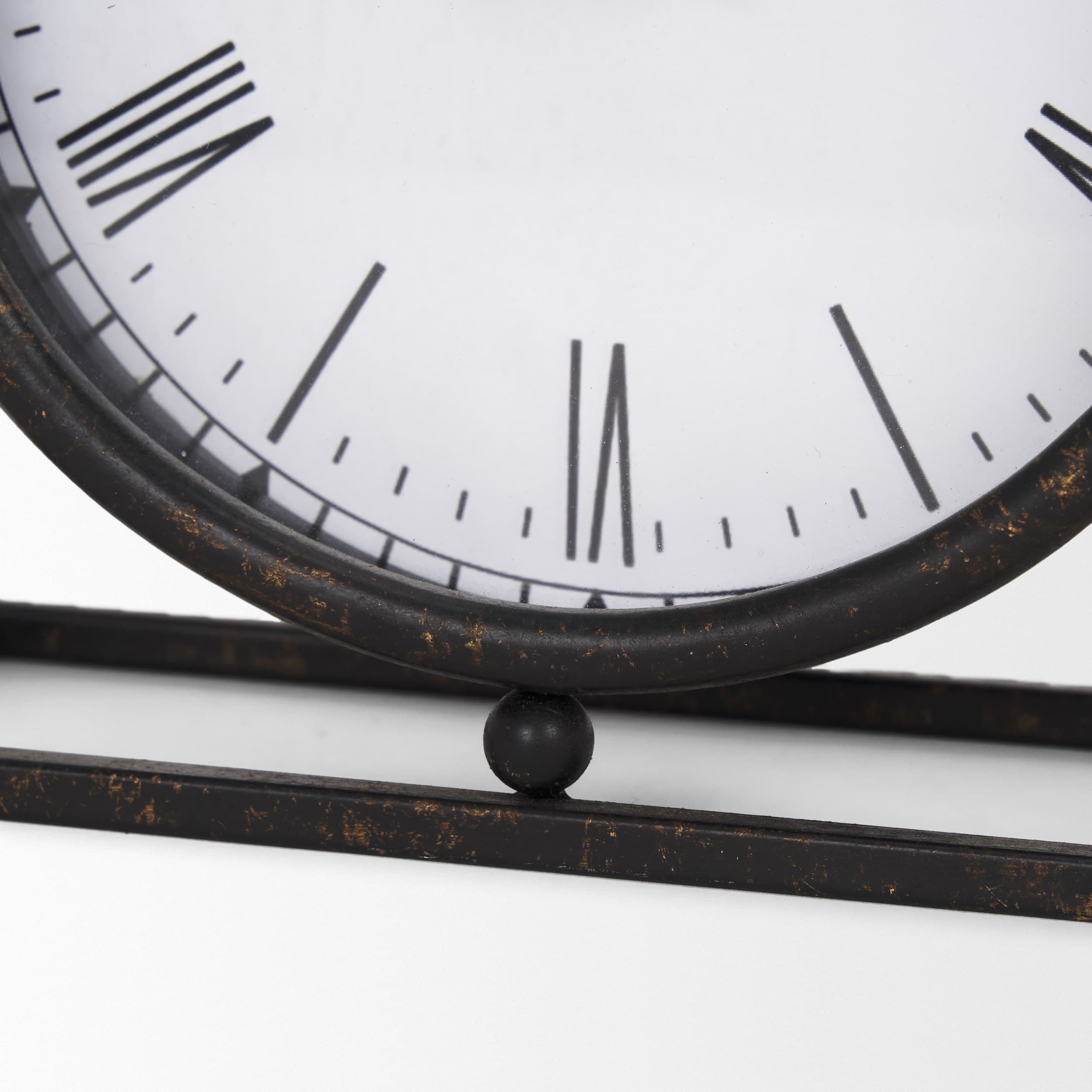 Raisa Black w/ Gold Antiquing Metal Table Clock — product photograph