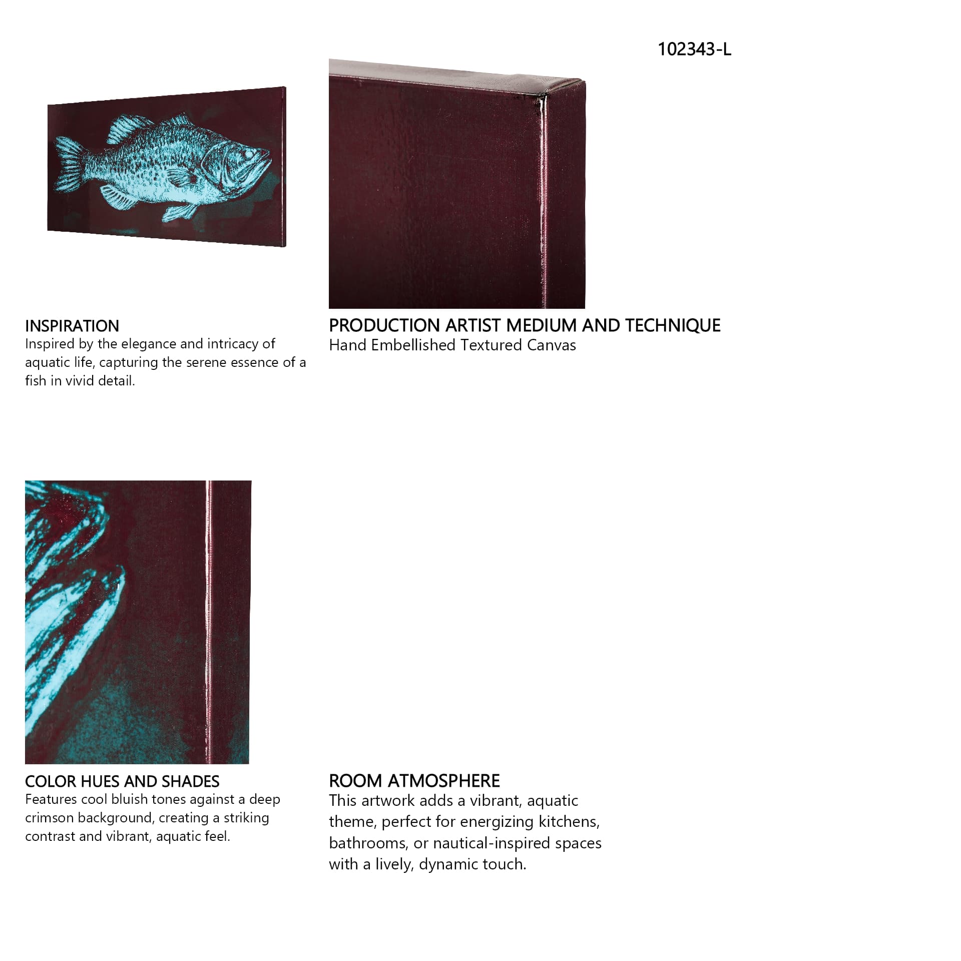 Largemouth Bass Turquoise by Mercana Studio a Hand Embellished Textured Canvas — in a styled room
