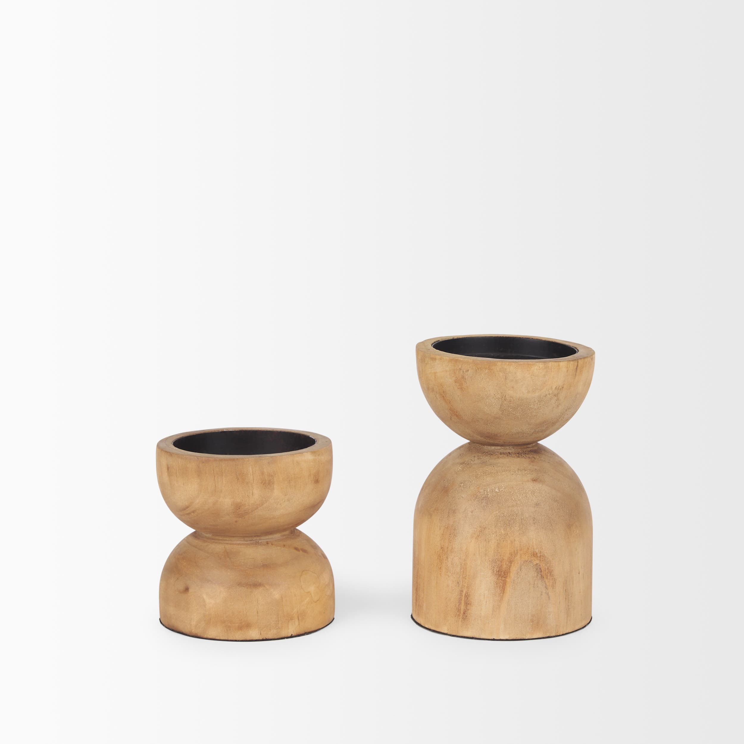 Aleena Wooden Candle Holder (Set of 2) — product photograph