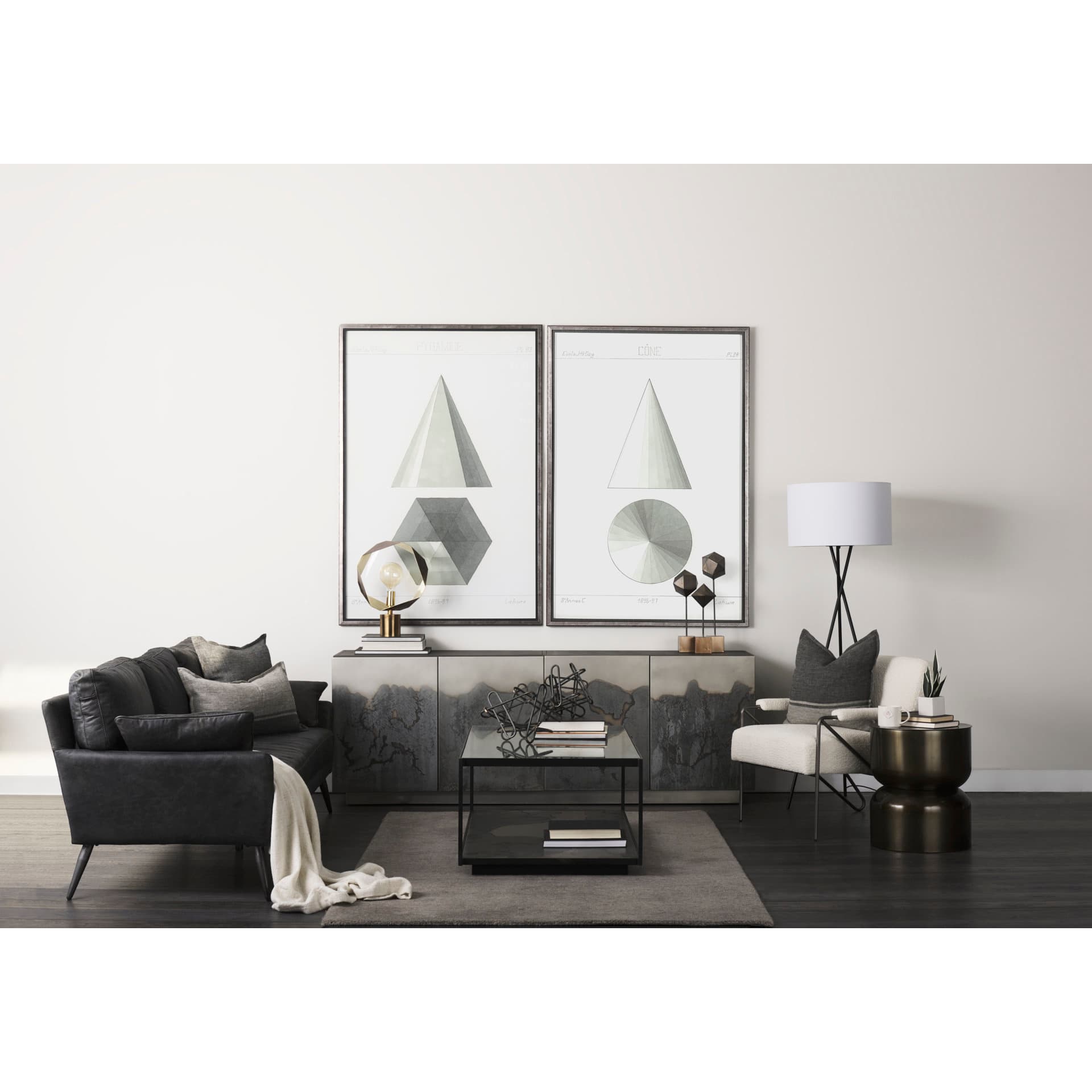 Shamir 15L x 15W Gold Geometric Metal Table Lamp — product photograph