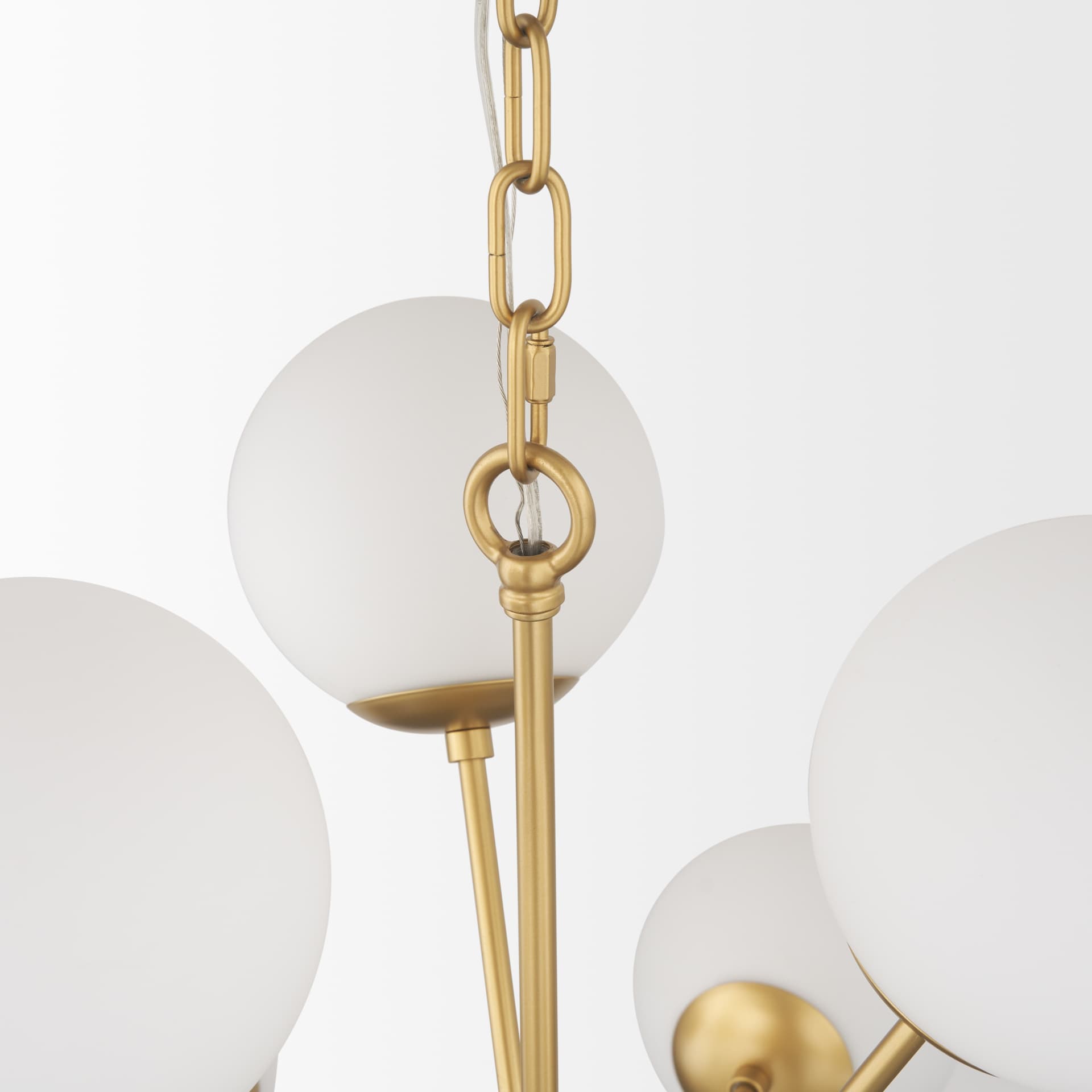 Barbara Brushed Gold Metal w/ Frosted Glass Globes 11-Light Chandelier — product photograph