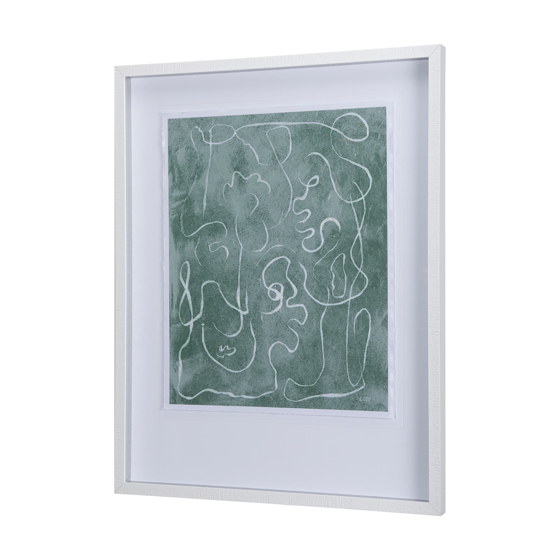 Thread Green I by Mercana Studio a Hand Embellished Textured Framed Art Print Matted under Glass — product photograph